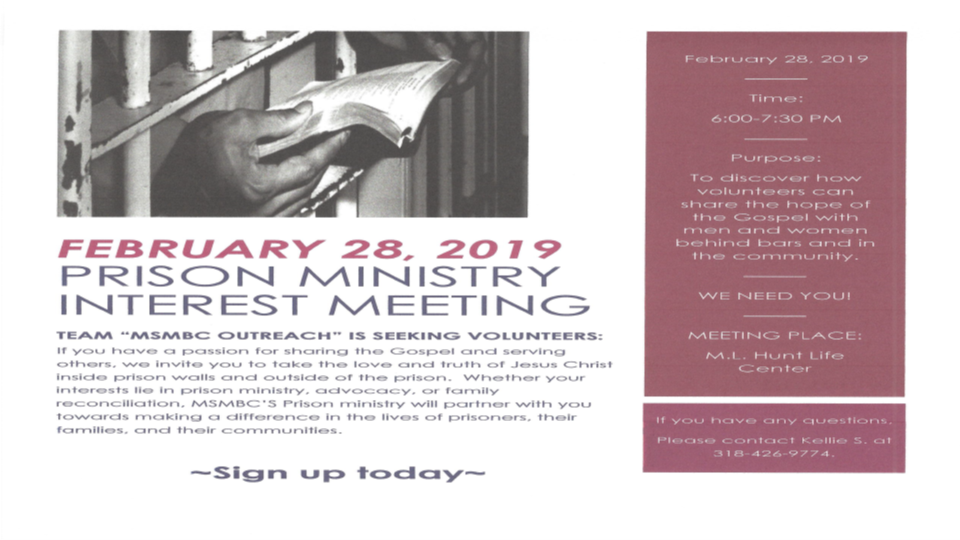 Prison Ministry Interest Meeting