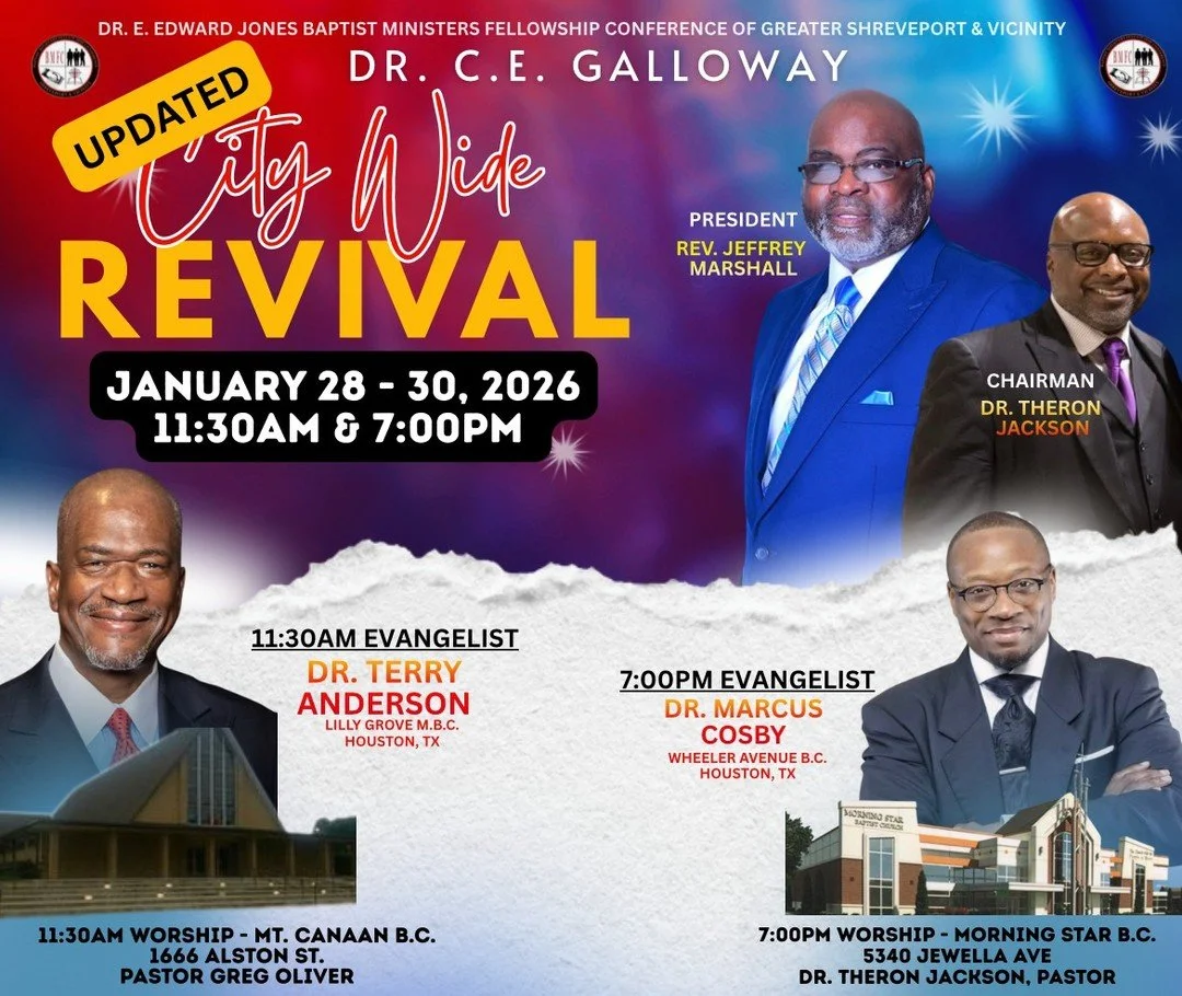 THE CITY WIDE REVIVAL IS BEING ADJUSTED ONE DAY TO ALLOW FOR THE ADVERSE WEATHER CONDITIONS TO DISSIPATE. THE REVIVAL WILL NOW BEGIN ON JANUARY 28TH

 We are honored to welcome two anointed evangelists from Houston, Texas: Rev. Terry K. Anderson (Lil