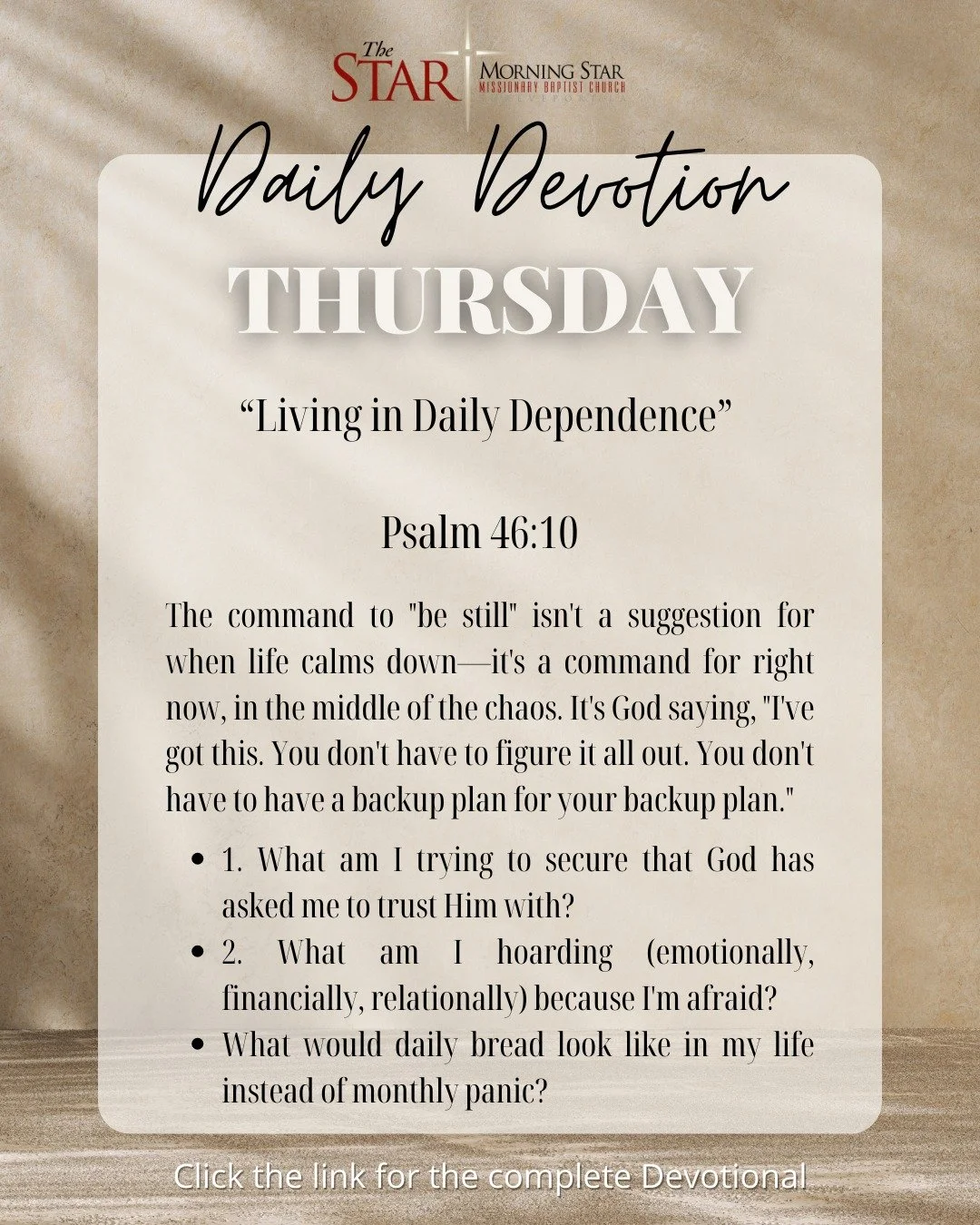 📢 DAY 4: You've been ordained to preach one sermon. One word:

STOP.

Stop treating tomorrow like it's your responsibility to solve.
Stop carrying emotional weight of outcomes you can't control.
Stop refreshing the news at 2 AM.
Stop running scenari