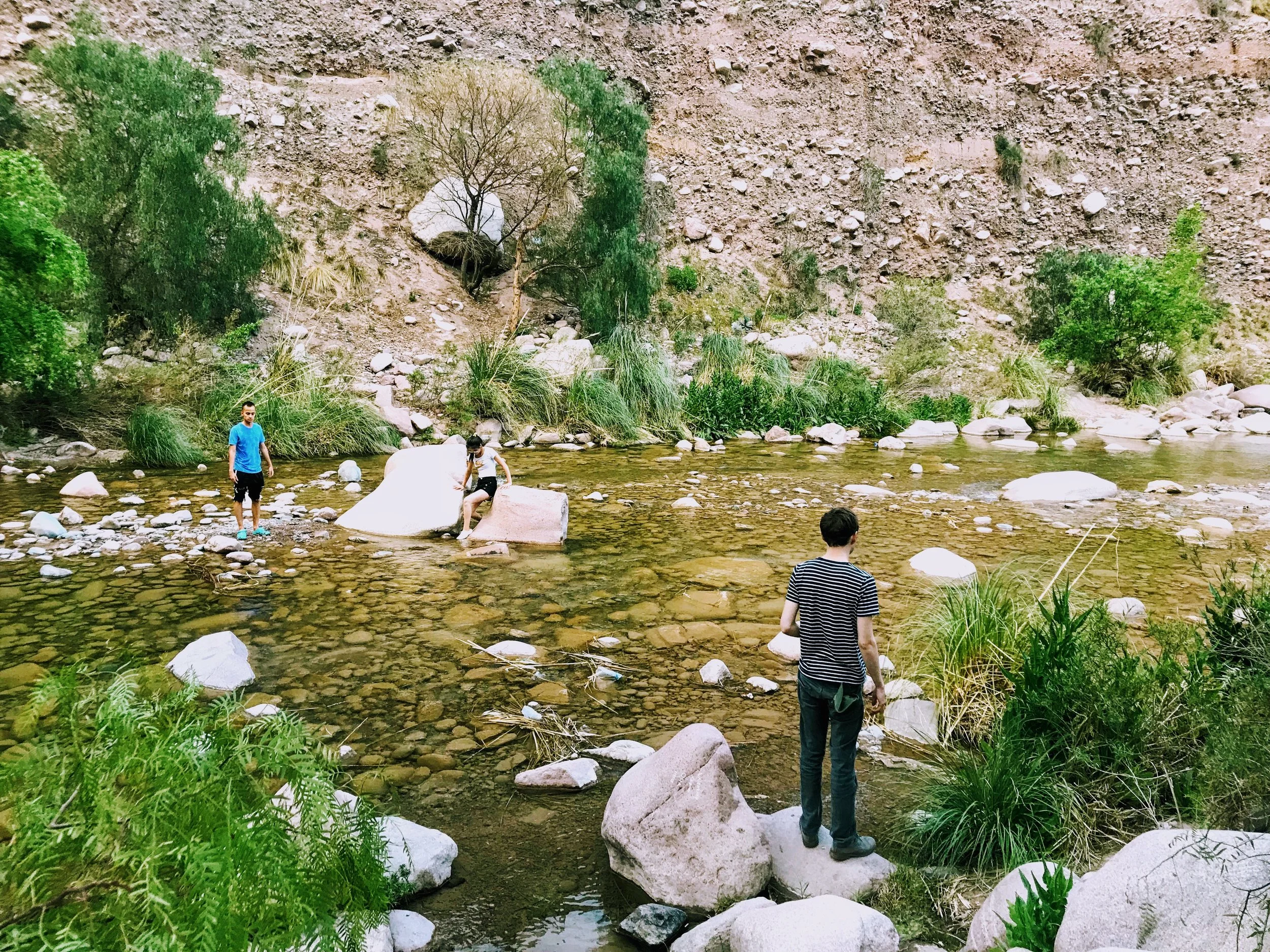 Swimming in the water in Cacheuta