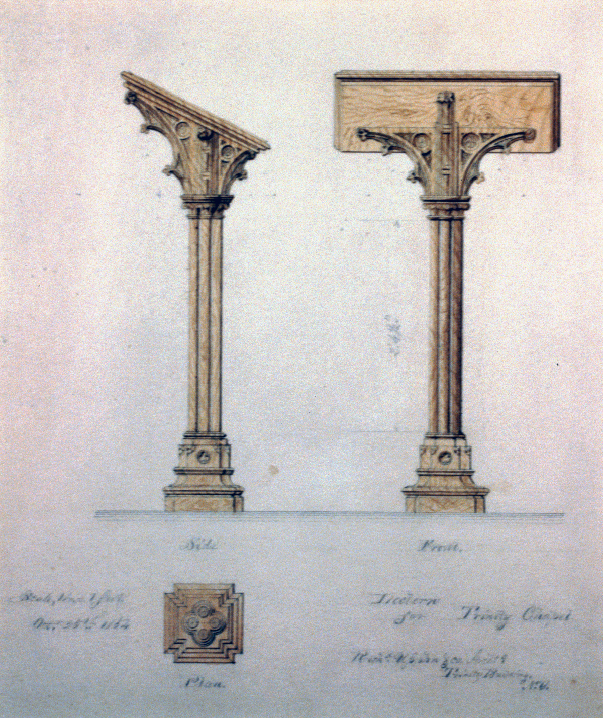 Architectural plan and elevations of the original church podium, Library of Congress