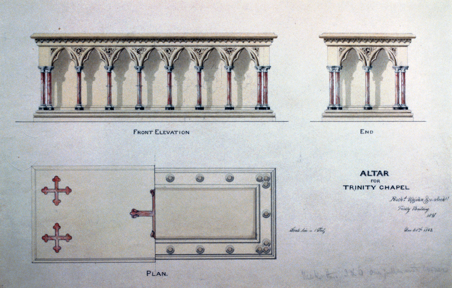 Floor plan and elevations of the church altar, Library of Congress