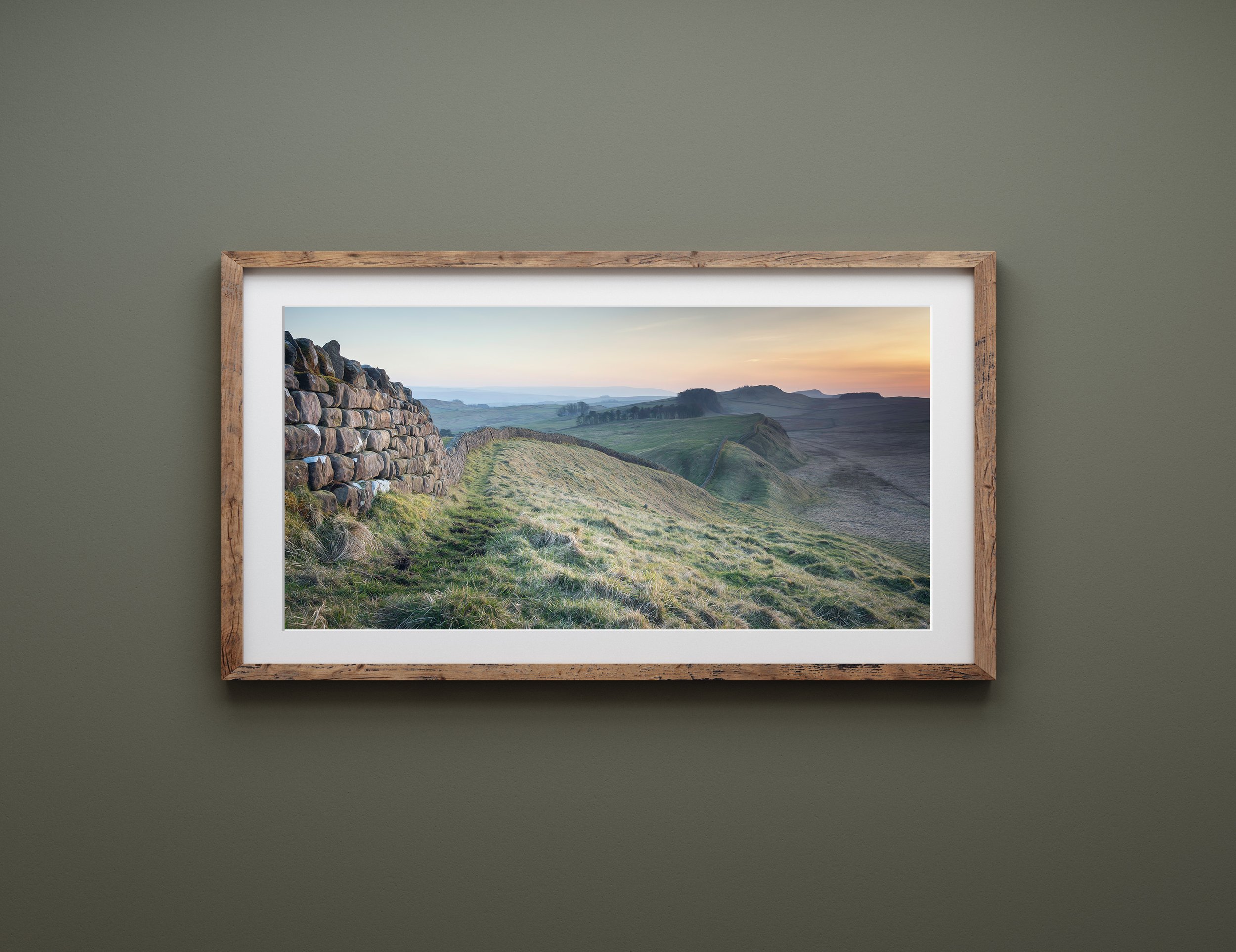 framed fine art giclee print of hadrians wall in northumberland