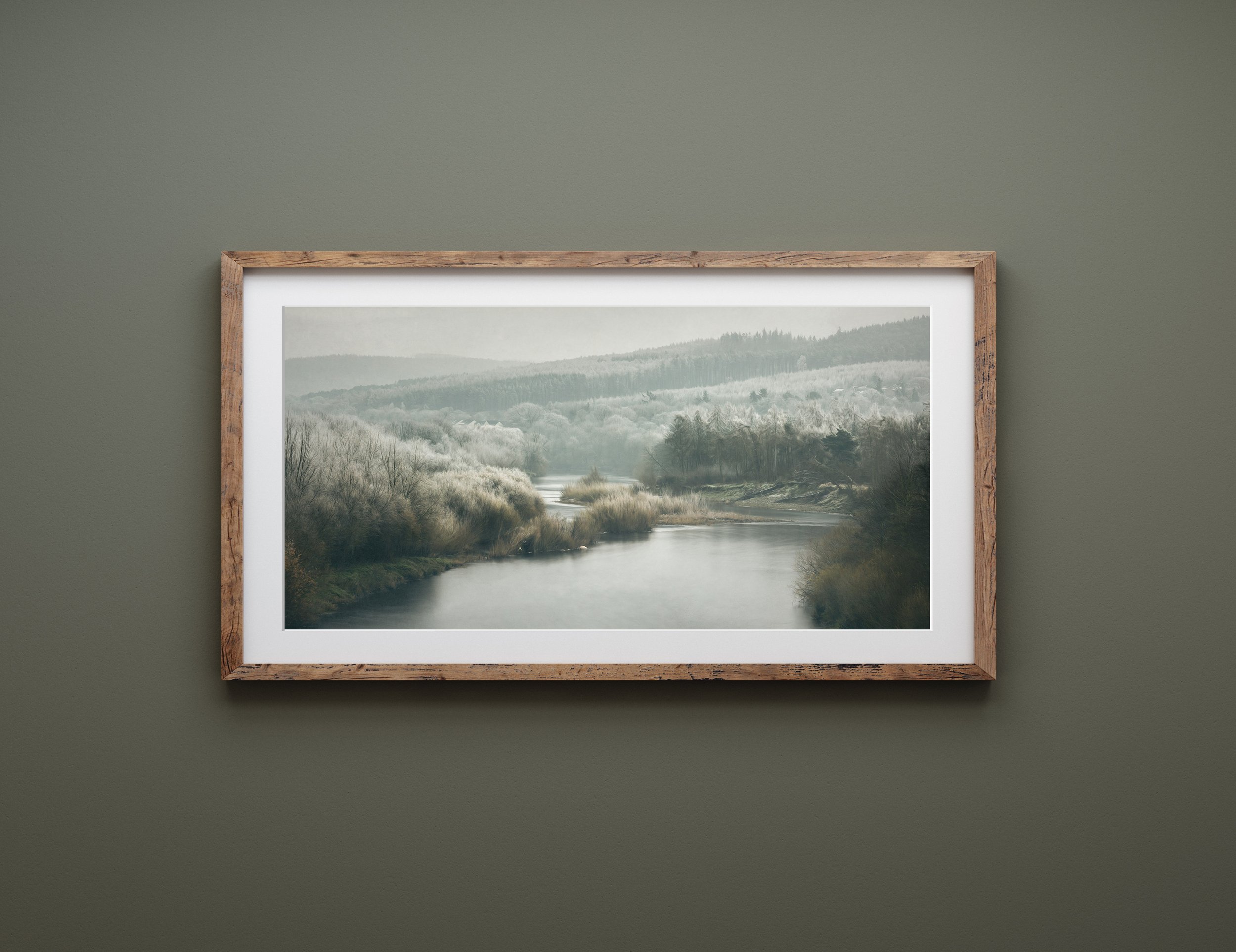 framed fine art landscape print of the Tyne River outside of Hexham Northumberland