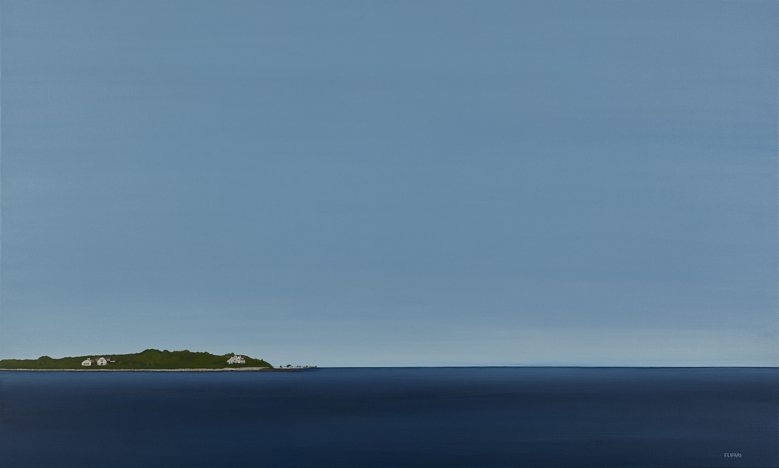Great Hill Road - Kennebunk Beach | 2016, 60 x 36 acrylic on canvas. A view of Great Hill Road from Parson's beach at high tide.