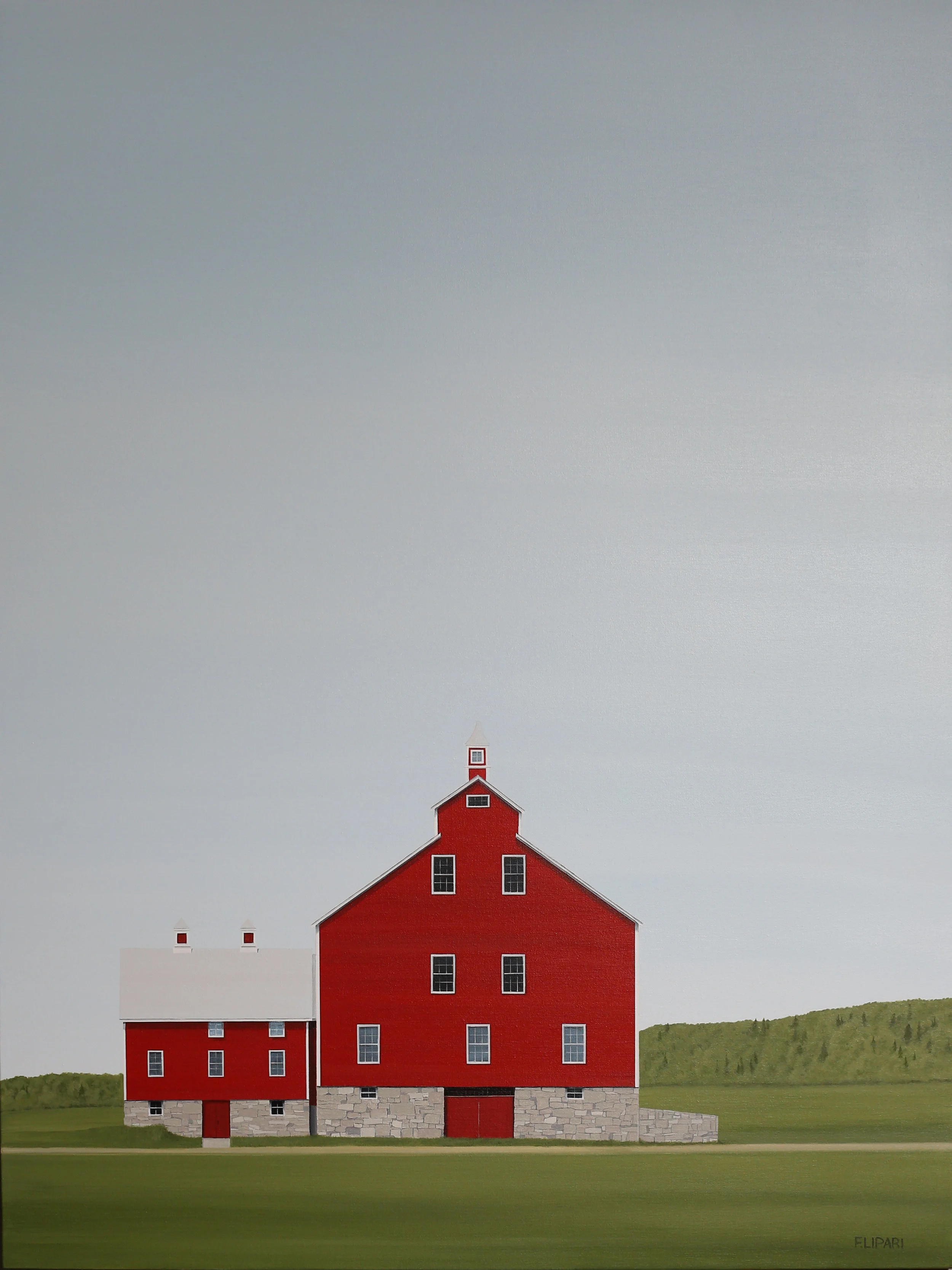 Richmond Red | 2018, 36 x 48 acrylic on canvas. Commissioned for a familly’s country home in Stowe. It’s name is the Monitor Barn. I like to refer to it as "Richmond Red".