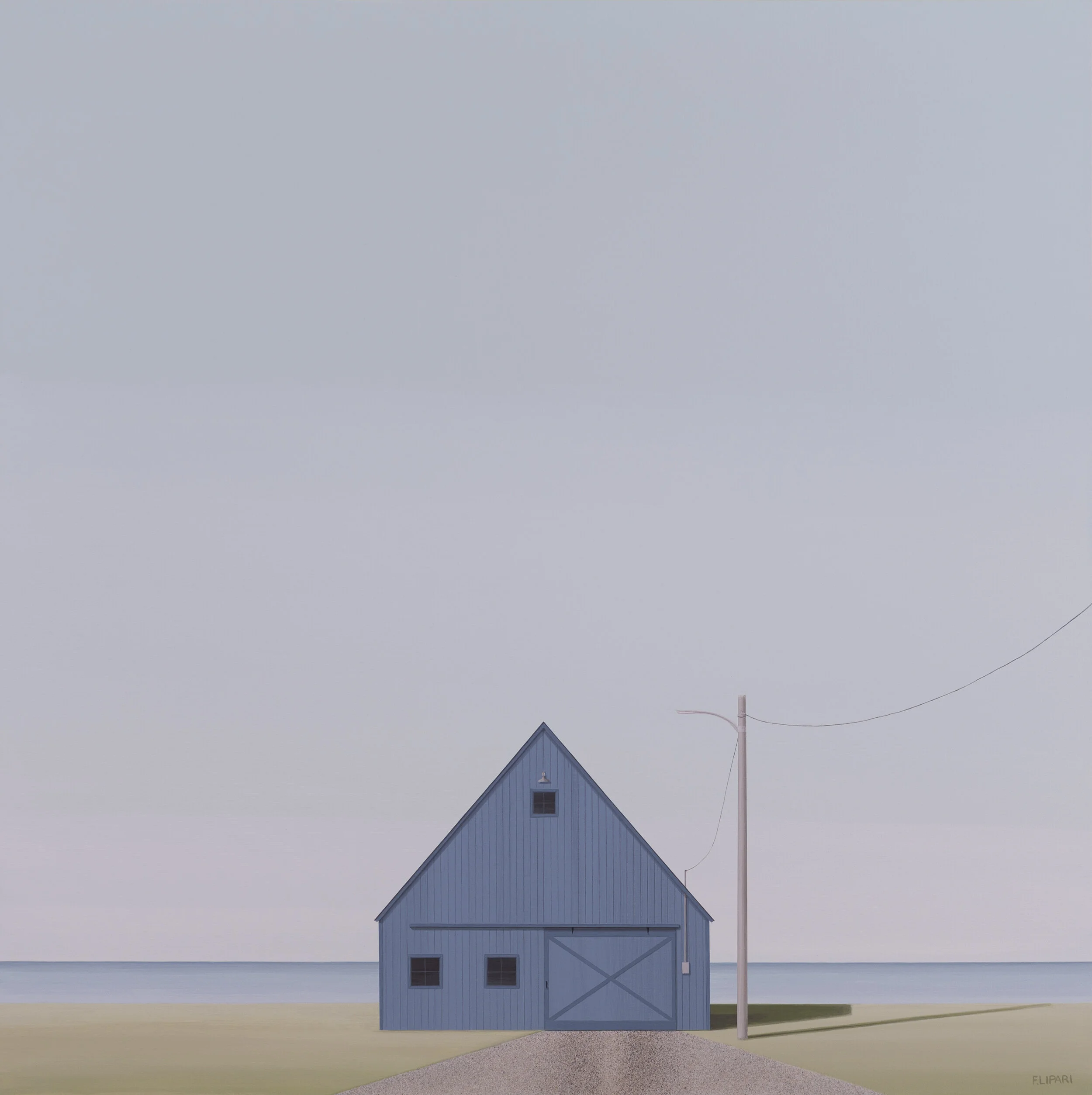   Marine Shop  | 2021, 40 x 40 acrylic and watercolour pencil on canvas 