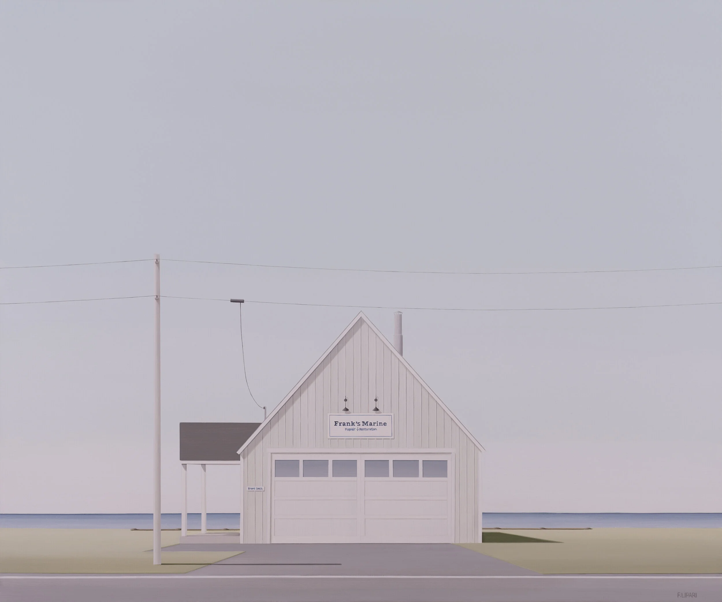   Frank’s Marine  | 2021, 40 x 48 acrylic and watercolour pencil on canvas 