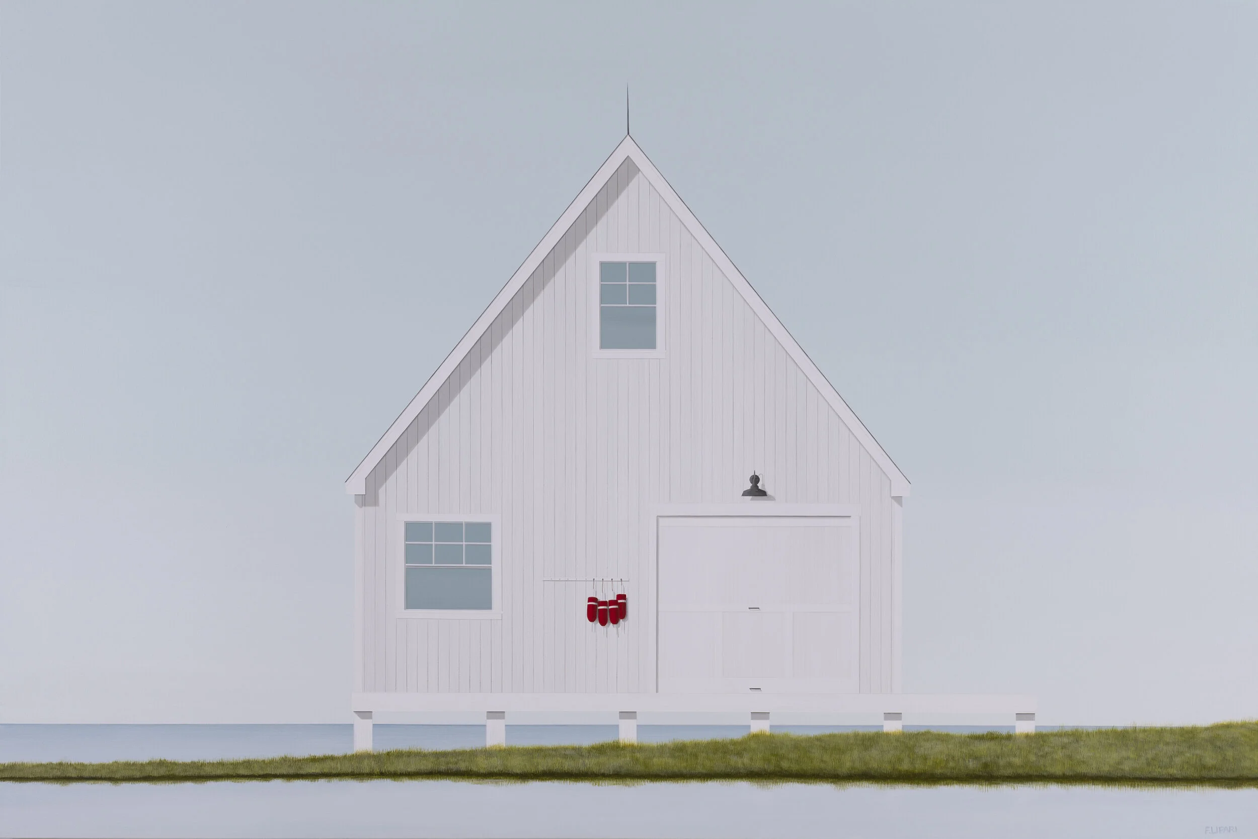   Red on White  |  2021, 40 x 60 acrylic and watercolour pencil on canvas 