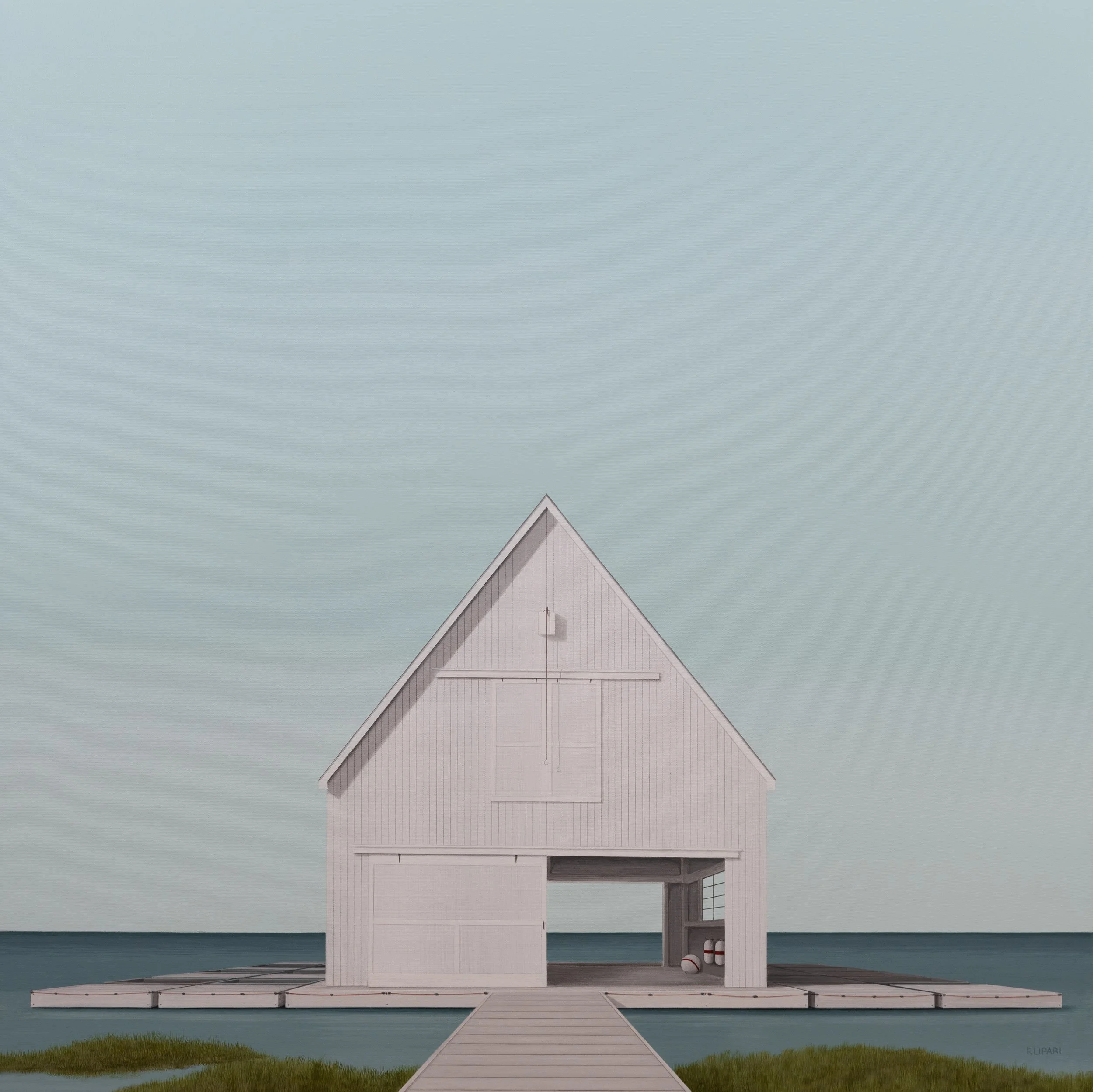   Oyster Farm  |   40 x 40 acrylic and watercolor pencil on canvas 