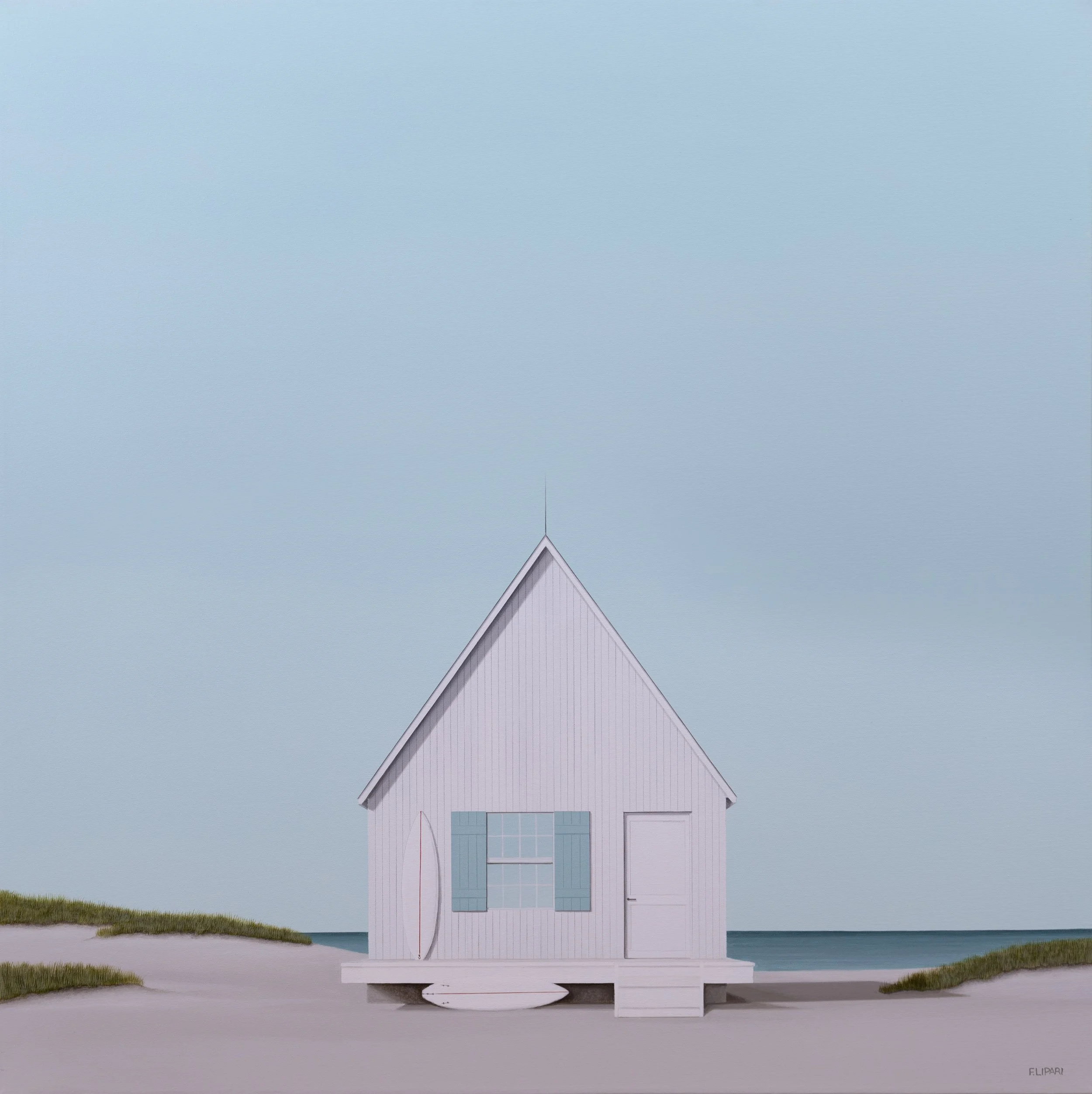   Downtime  | 2023, 40 x 40 acrylic and watercolor pencil on canvas 