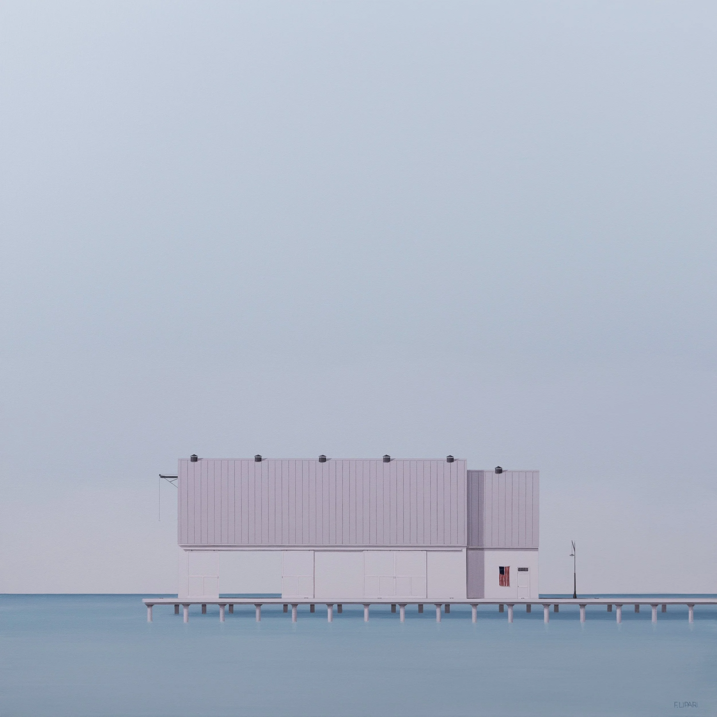   Pier #2  | 2024, 40 x 40 acrylic and warercolor pencil on canvas 