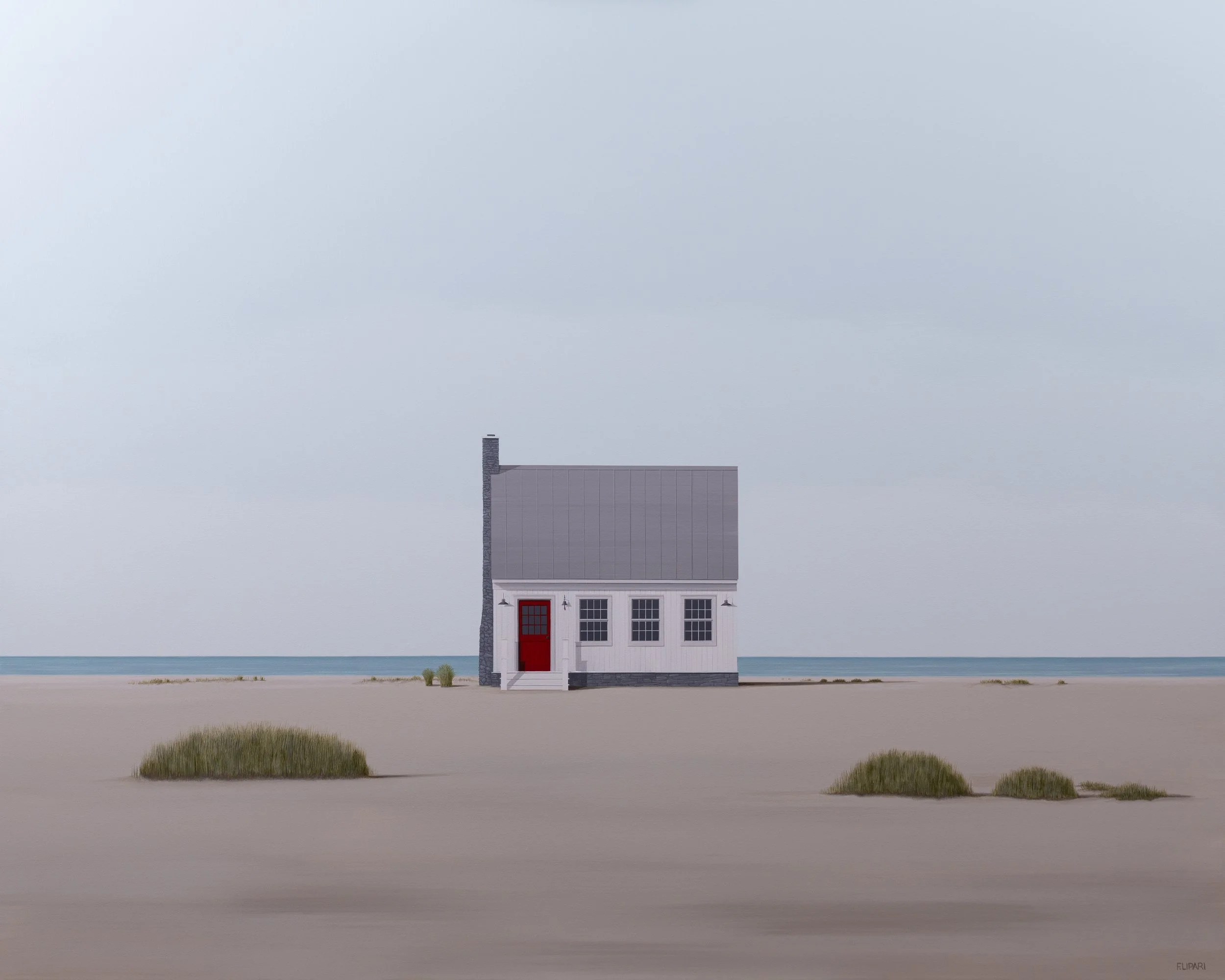   School House  |  2024, 48 × 60 acrylic and watercolor pencil on canvas. 