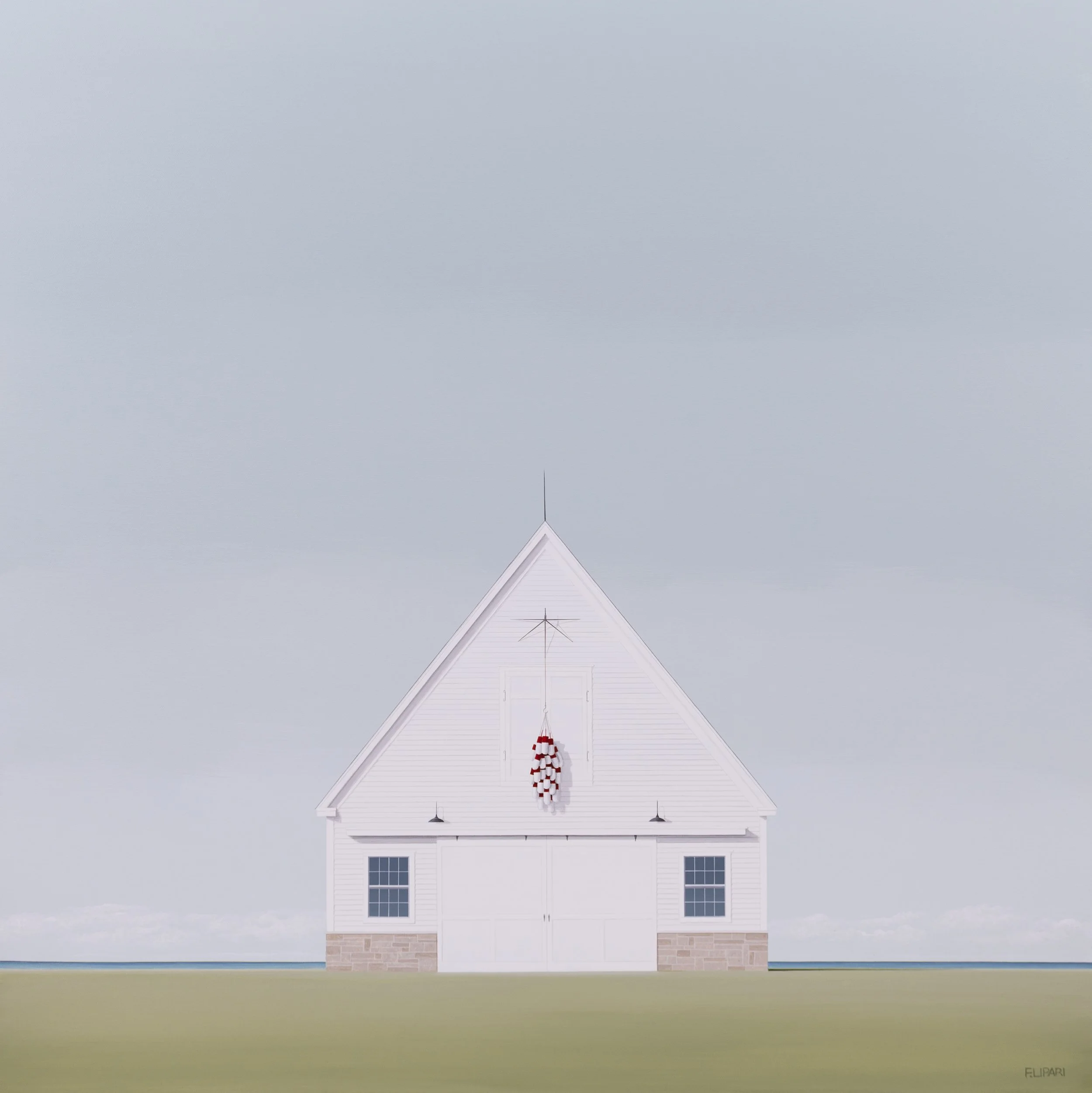   Red Tops  | 2025, 40 × 40 acrylic and watercolor pencil on canvas  