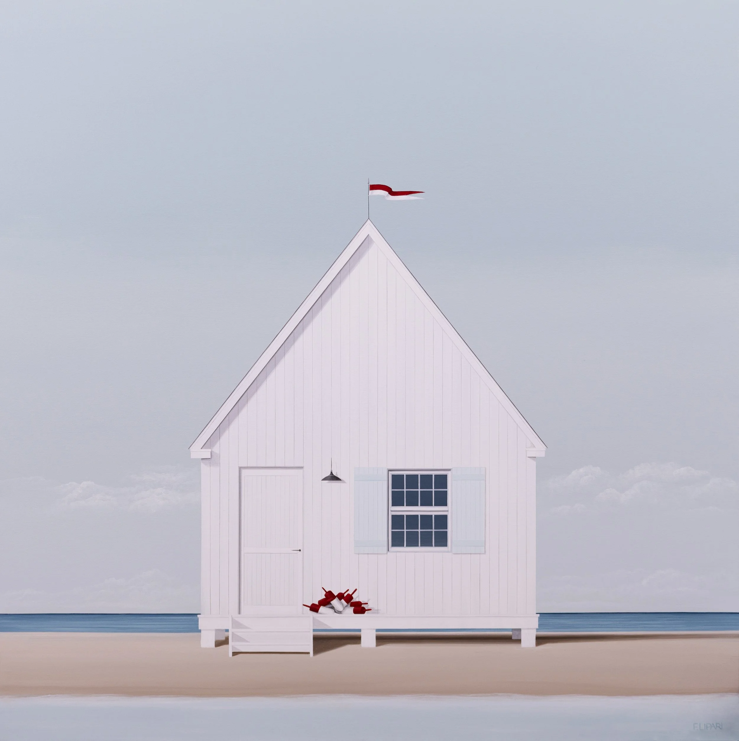   Red Top Cache  | 2026, 40 × 40 acrylic and watercolor pencil on canvas 