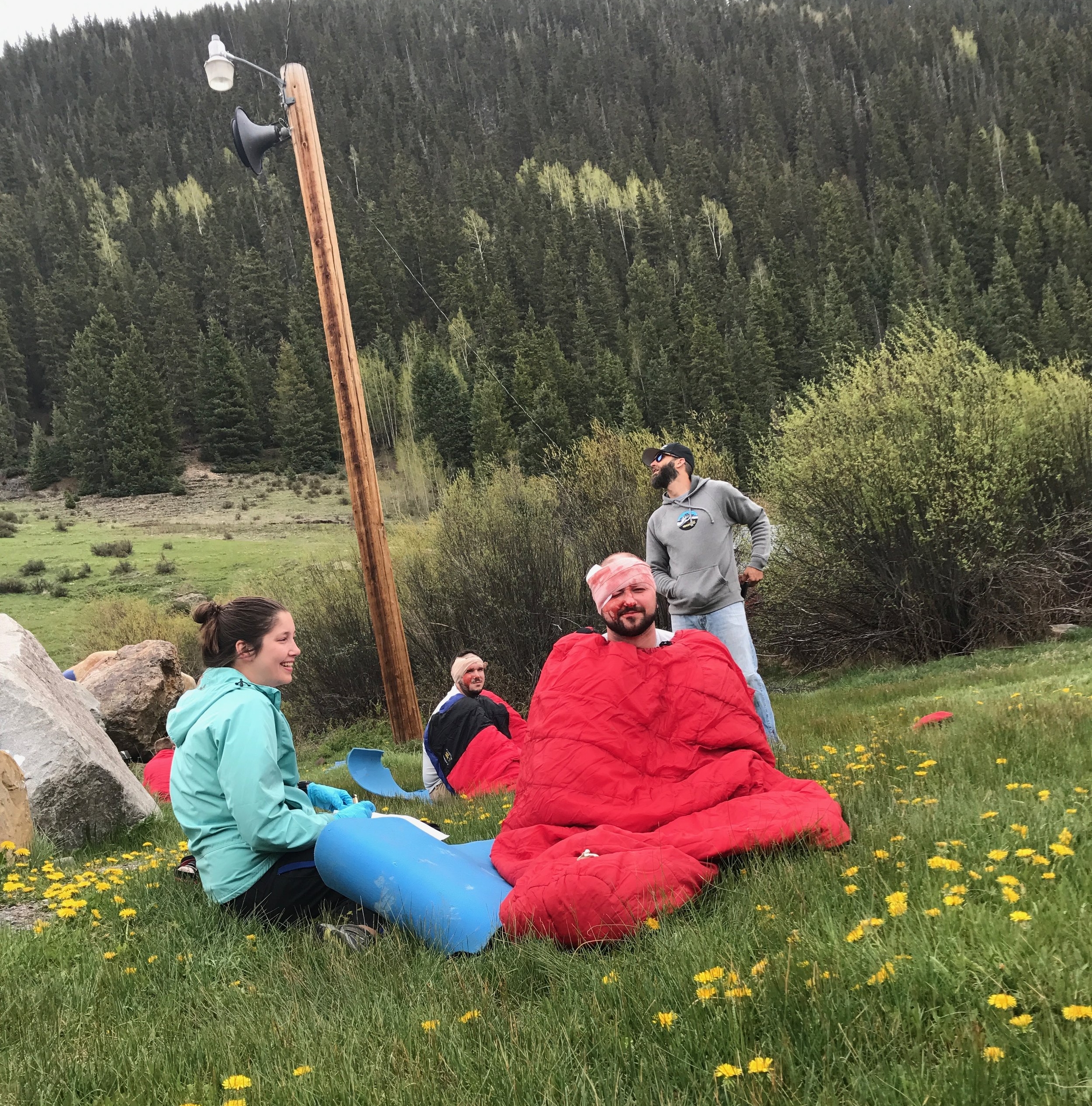 Anthony and Jaime practice their Wilderness First Aid skills during the 2017 FC-FLIP orientation.  (Copy)