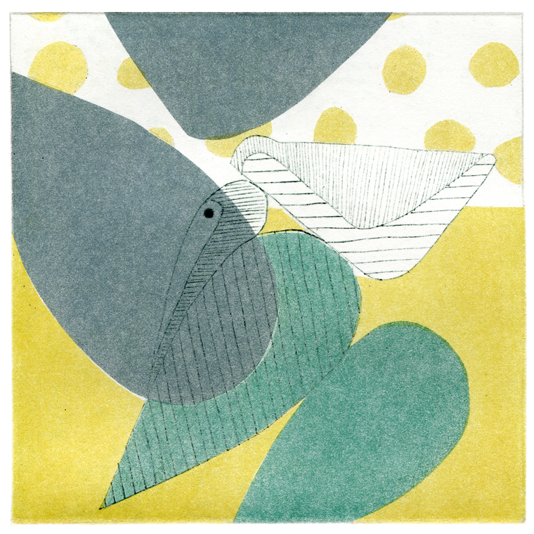 Monoprint with etching, 6" x 6"