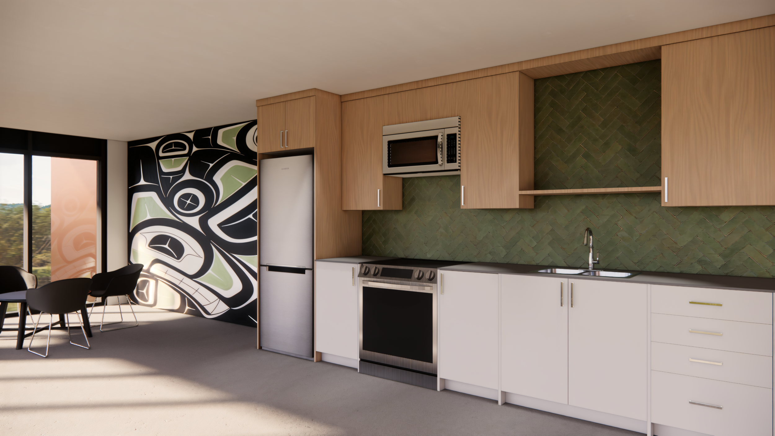 Brookside design render — amenity kitchenette