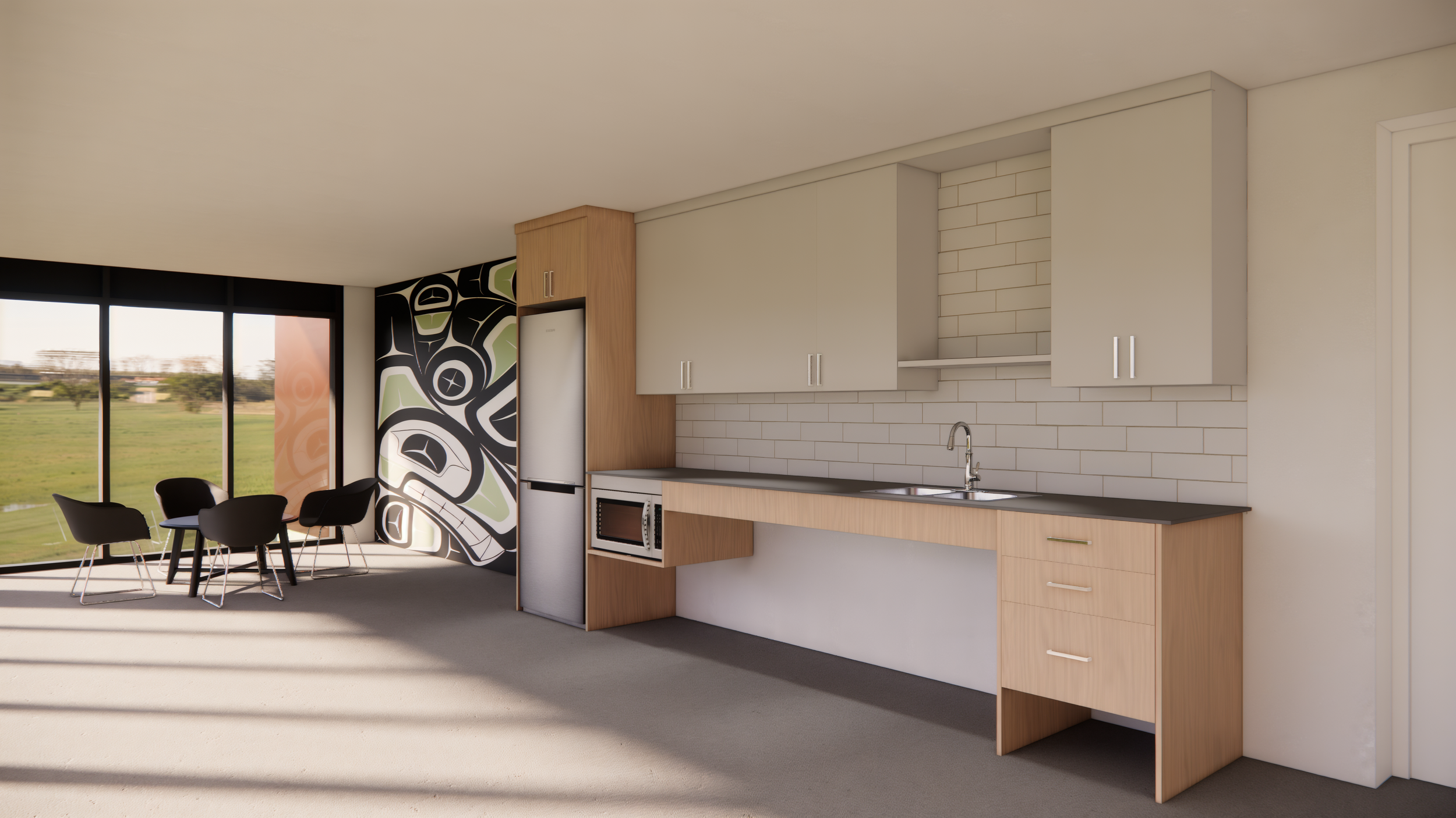 Brookside design render — amenity space
