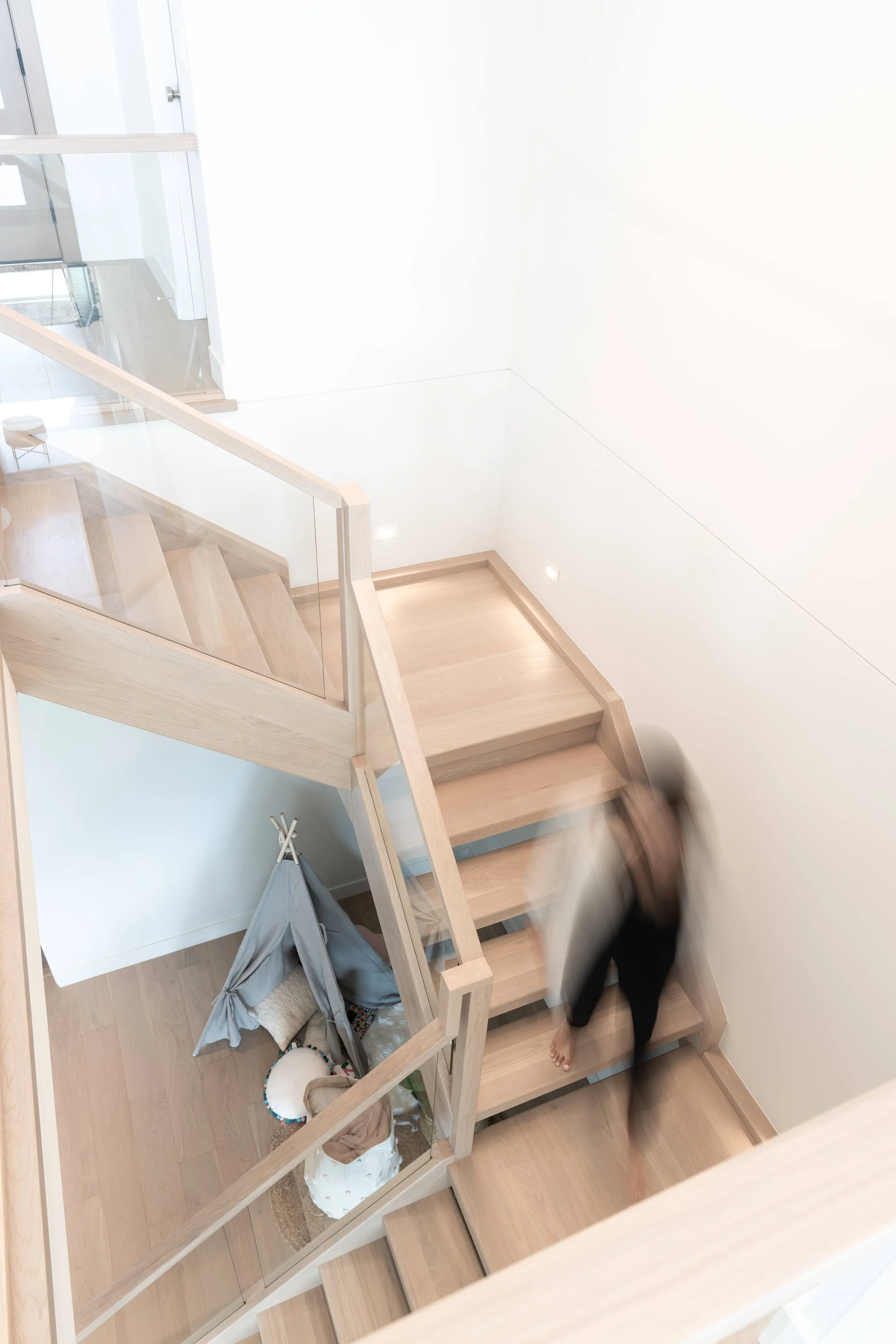 Lakestone Showhome staircase interior, Lake Country
