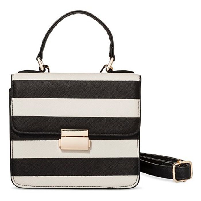 Striped Top Handle Bag