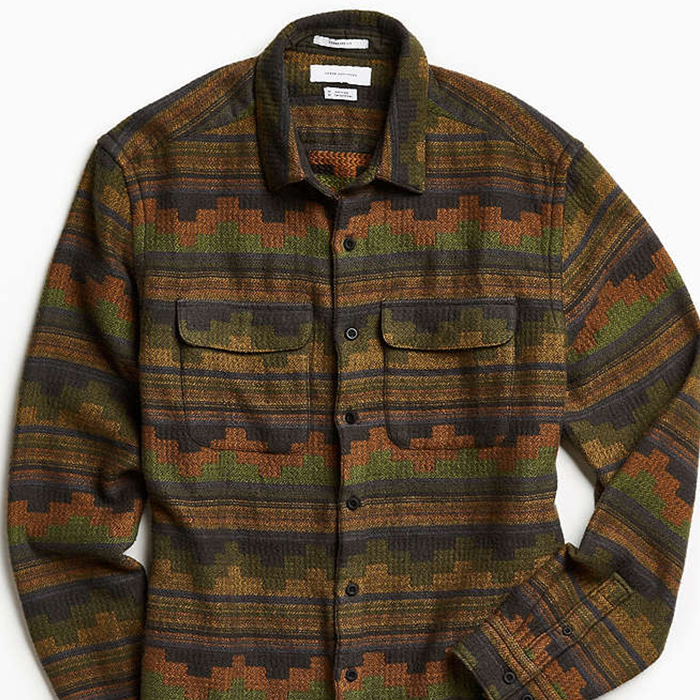 Jacquard Flannel Button-Down Shirt