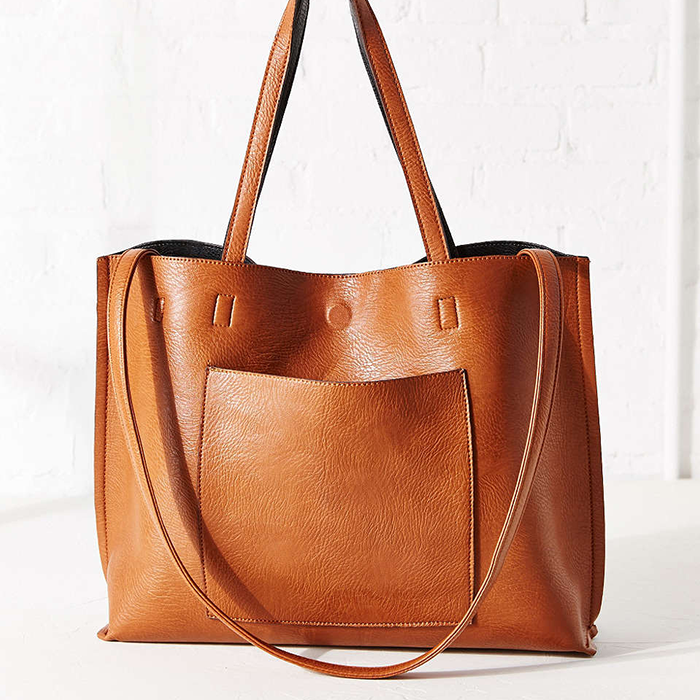 Reversible Vegan Leather Tote Bag