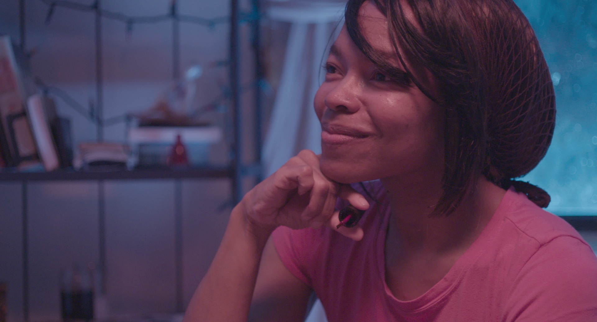  This was the only scene in the film that I shot wherein&nbsp;people actually talk! Here Tilly's mother paints her&nbsp;nails while sharing a story of when she was Tilly's age. I chose to light them with a soft, saturated magenta light to make the sc