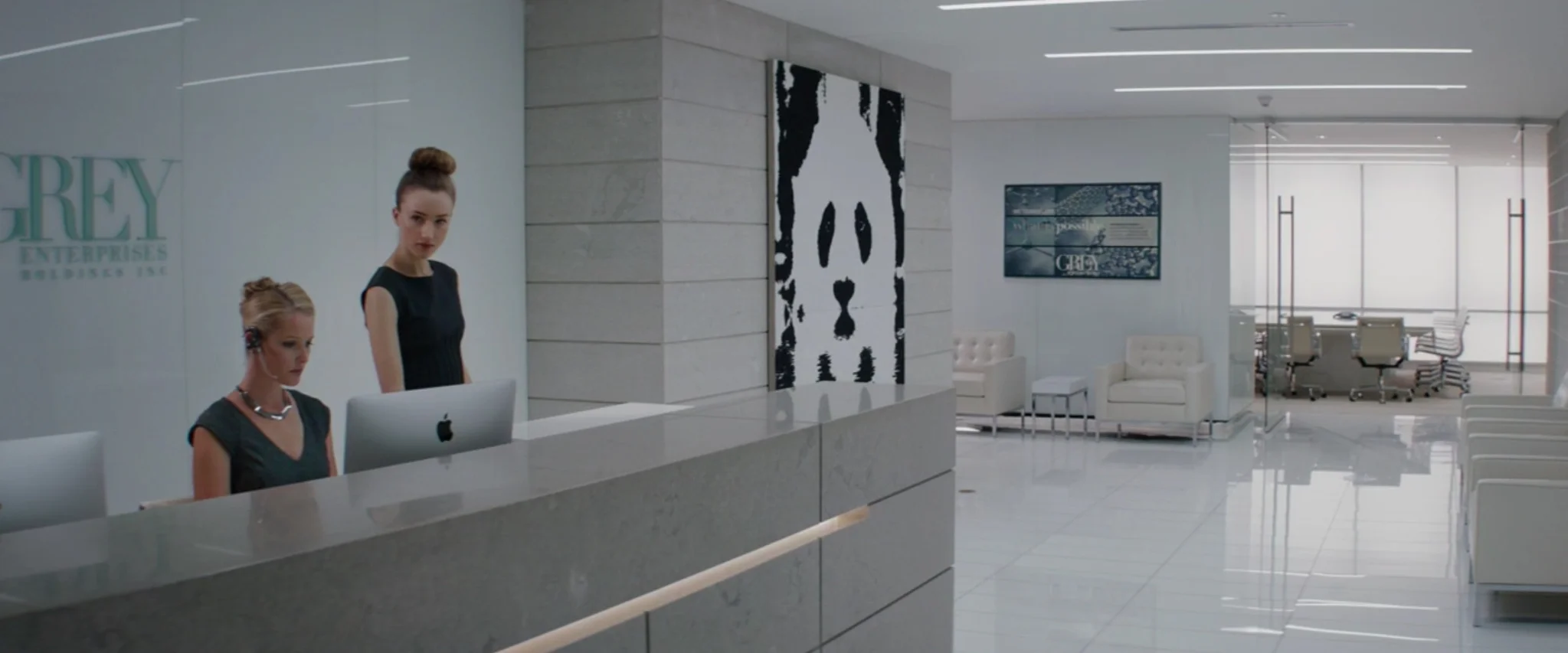 The pristine lobby to Grey Enterprises.