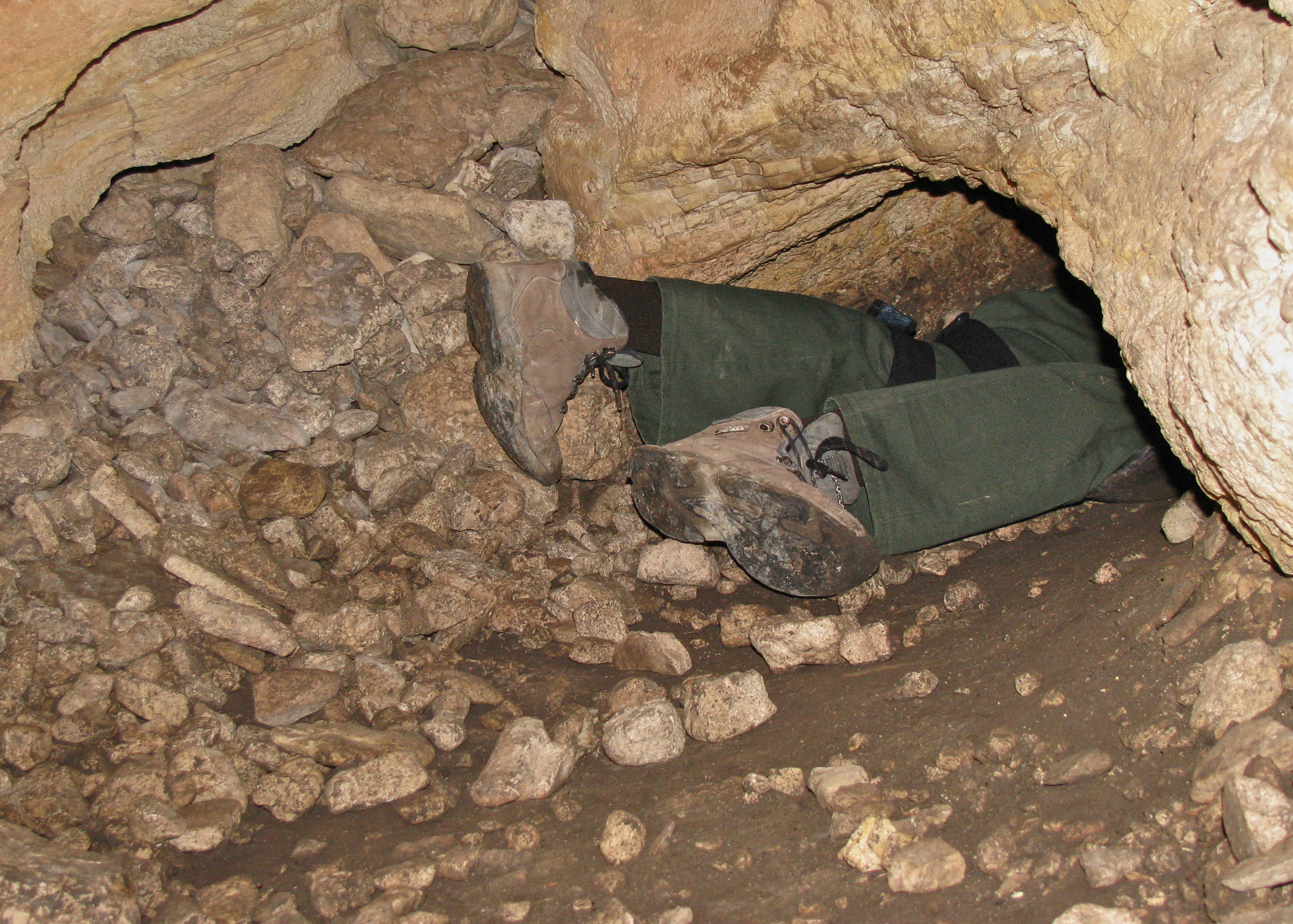 Spider Cave entrance crawl