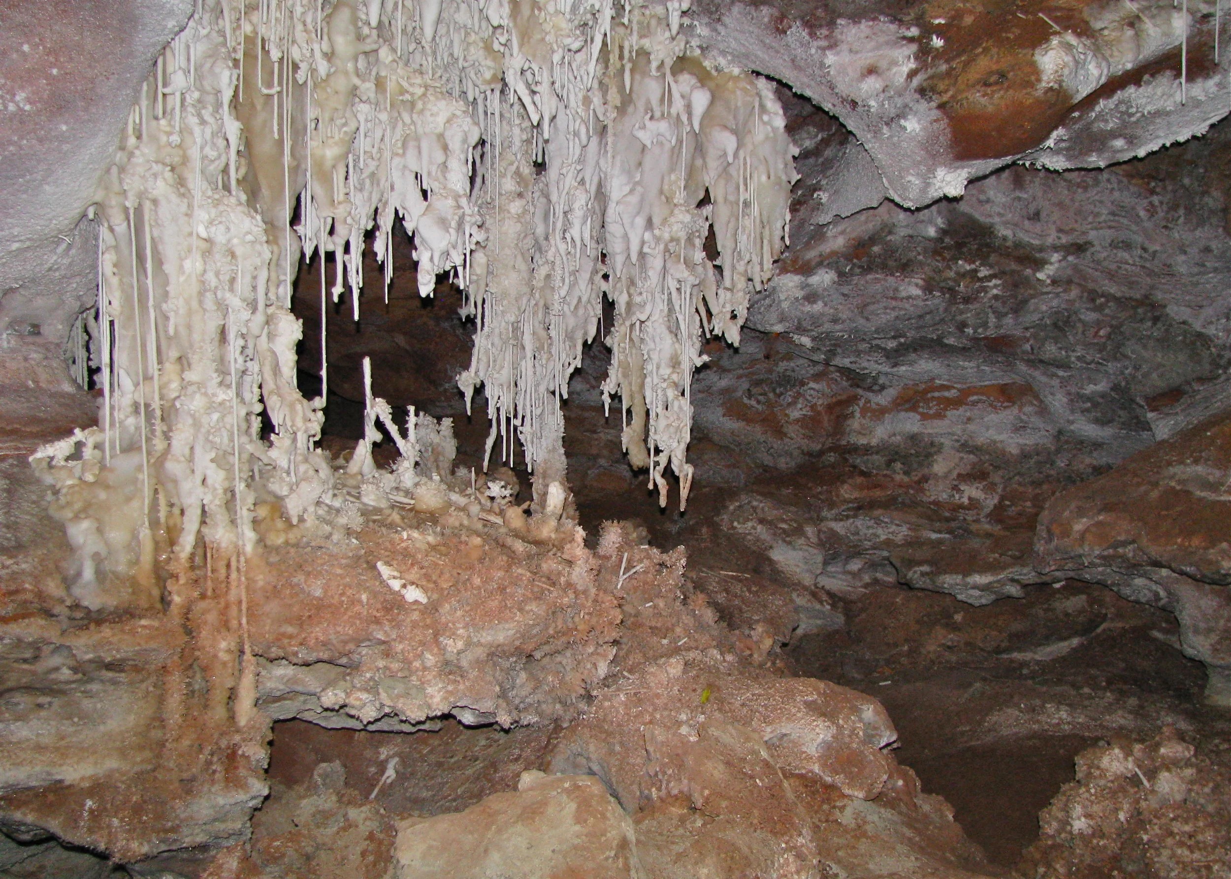 White calcite stalactites