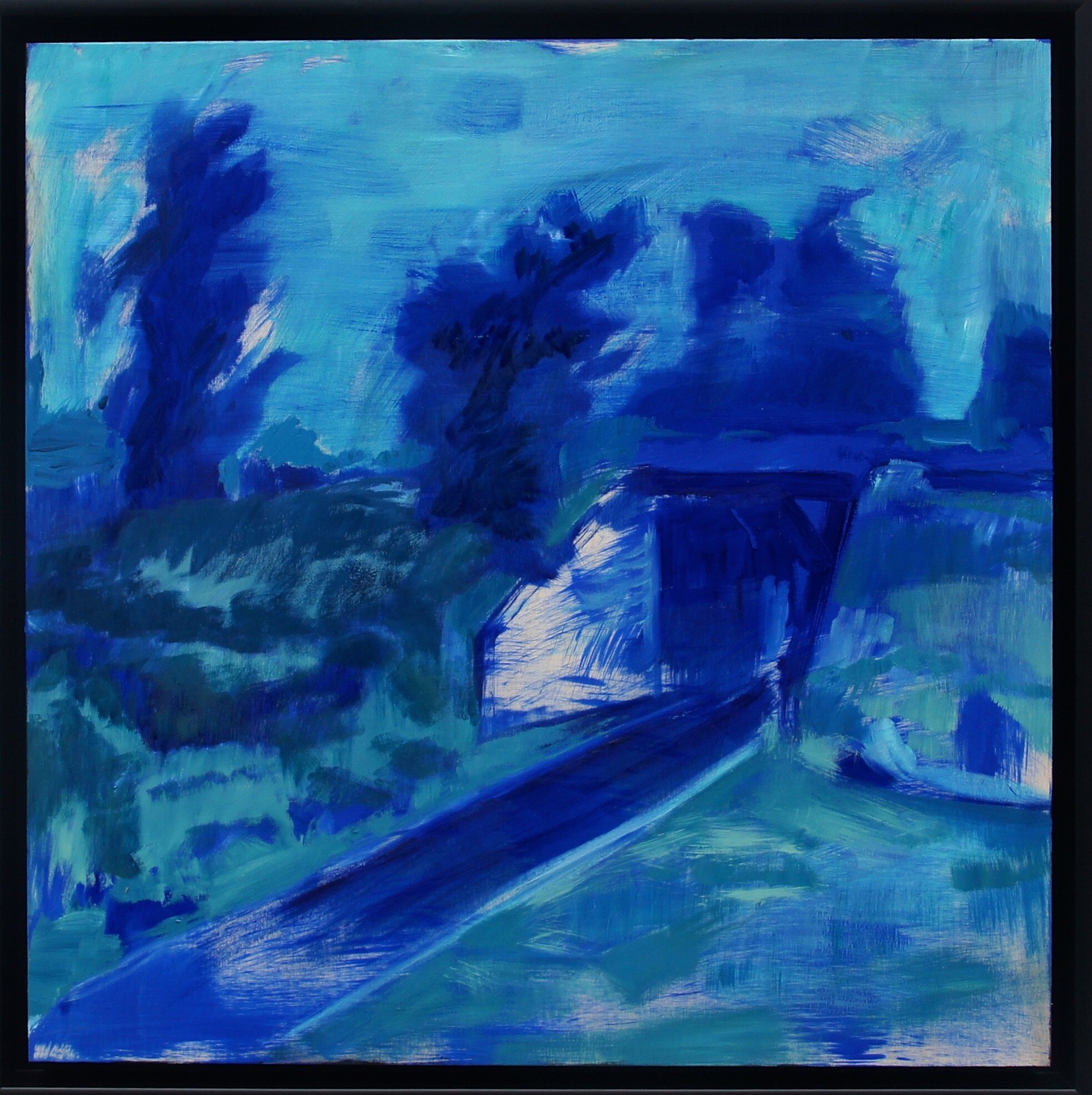 underpass at night, 2019, oil on wood, 24 x 24 in.