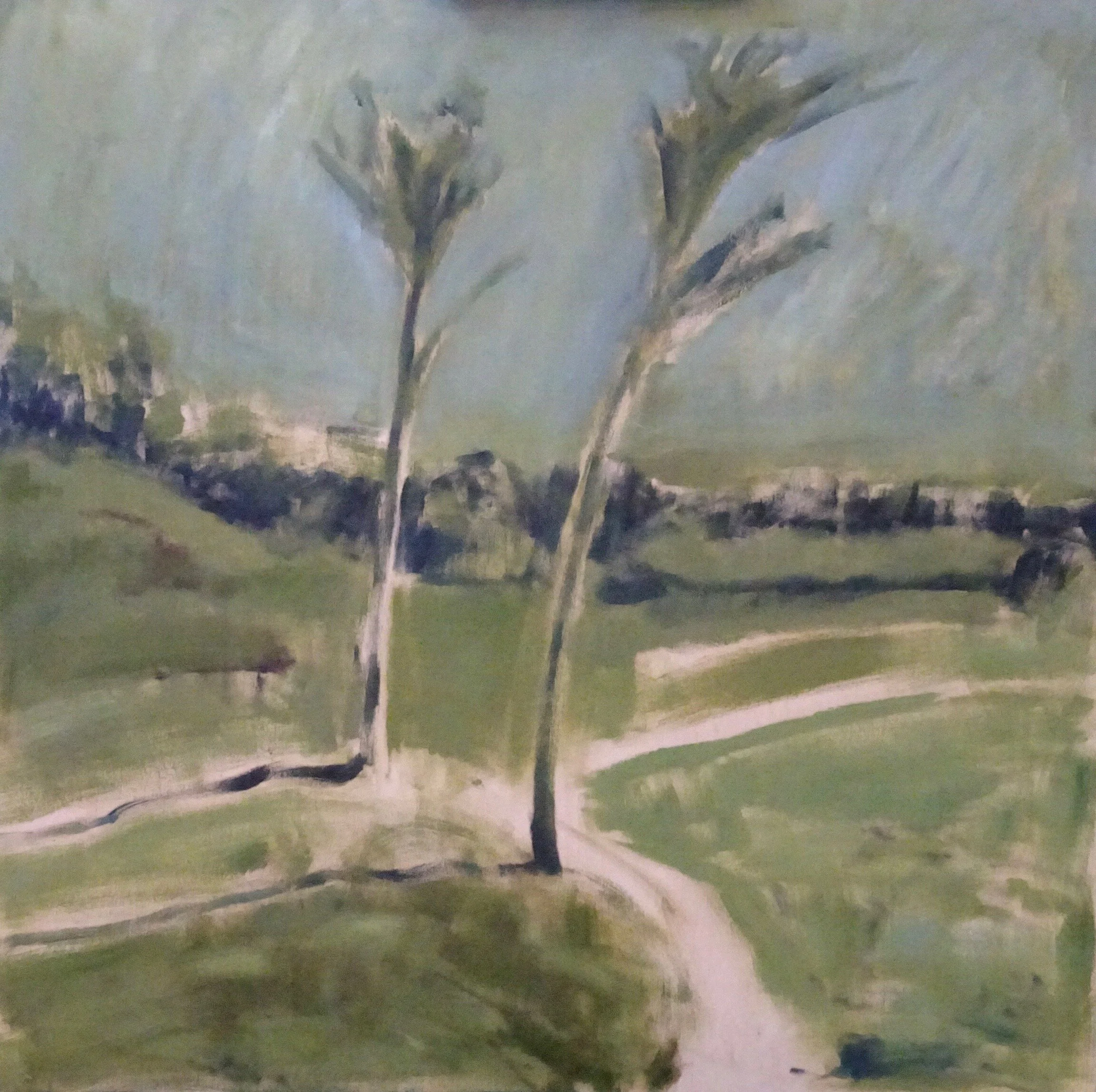 the path between the trees, 2019, oil on wood, 36 x 36