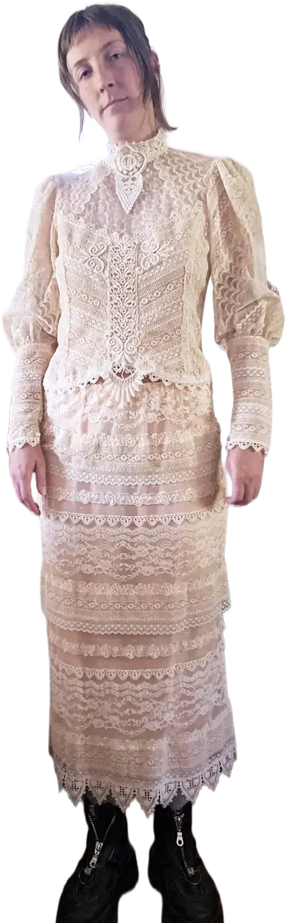 Before: Hannah in her mother's original dress, untouched.