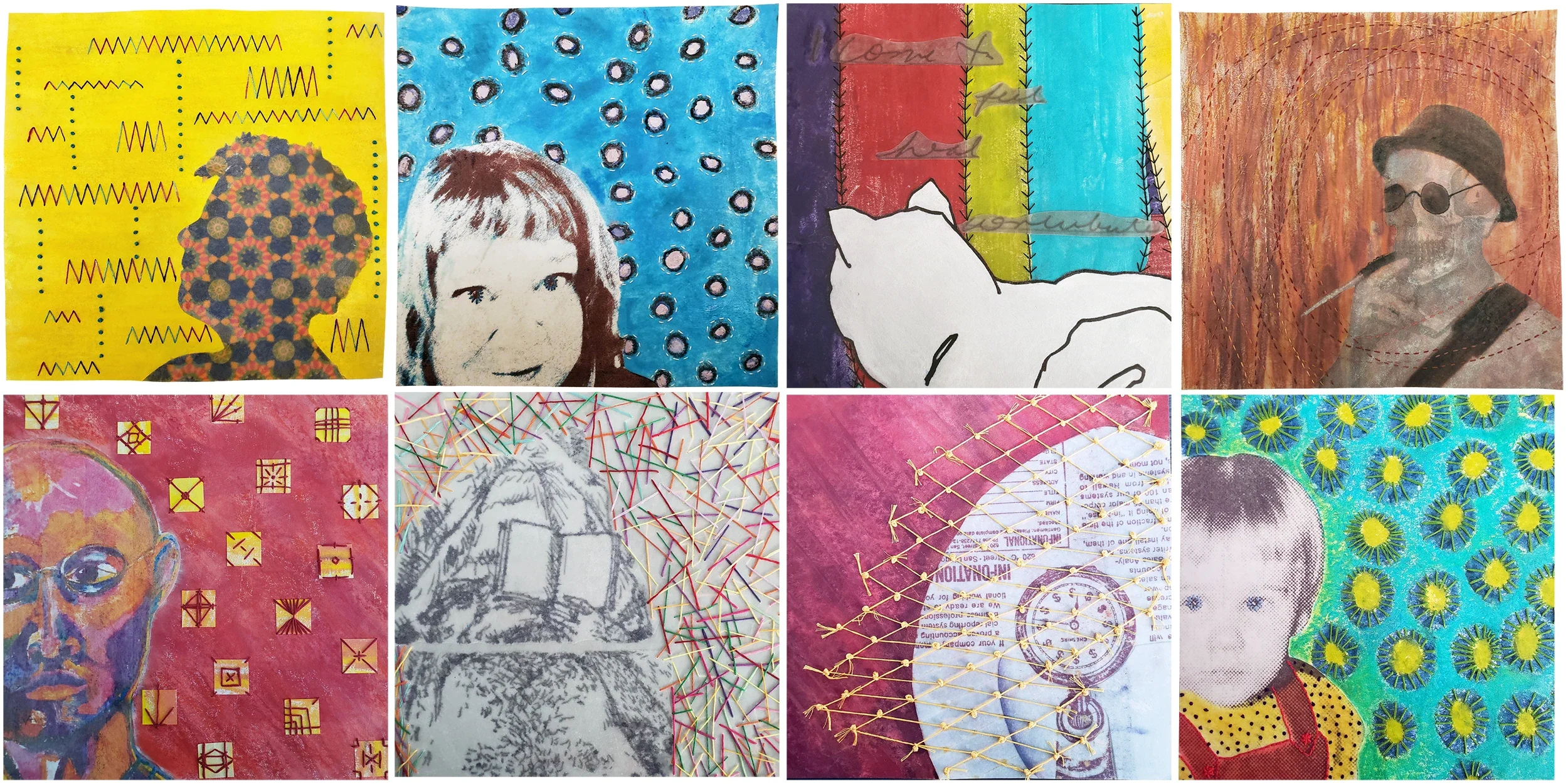 Facial Recognition: eight artists, eight self-portraits, sixty-four reworked images.