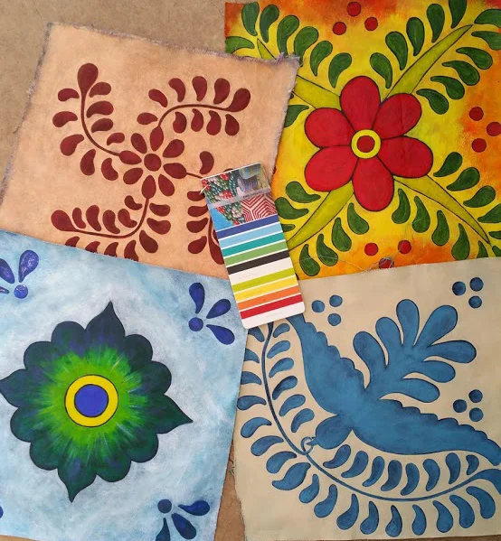 The Intersection of Color Trends for 2015 Interiors and Some MexMod Pillows