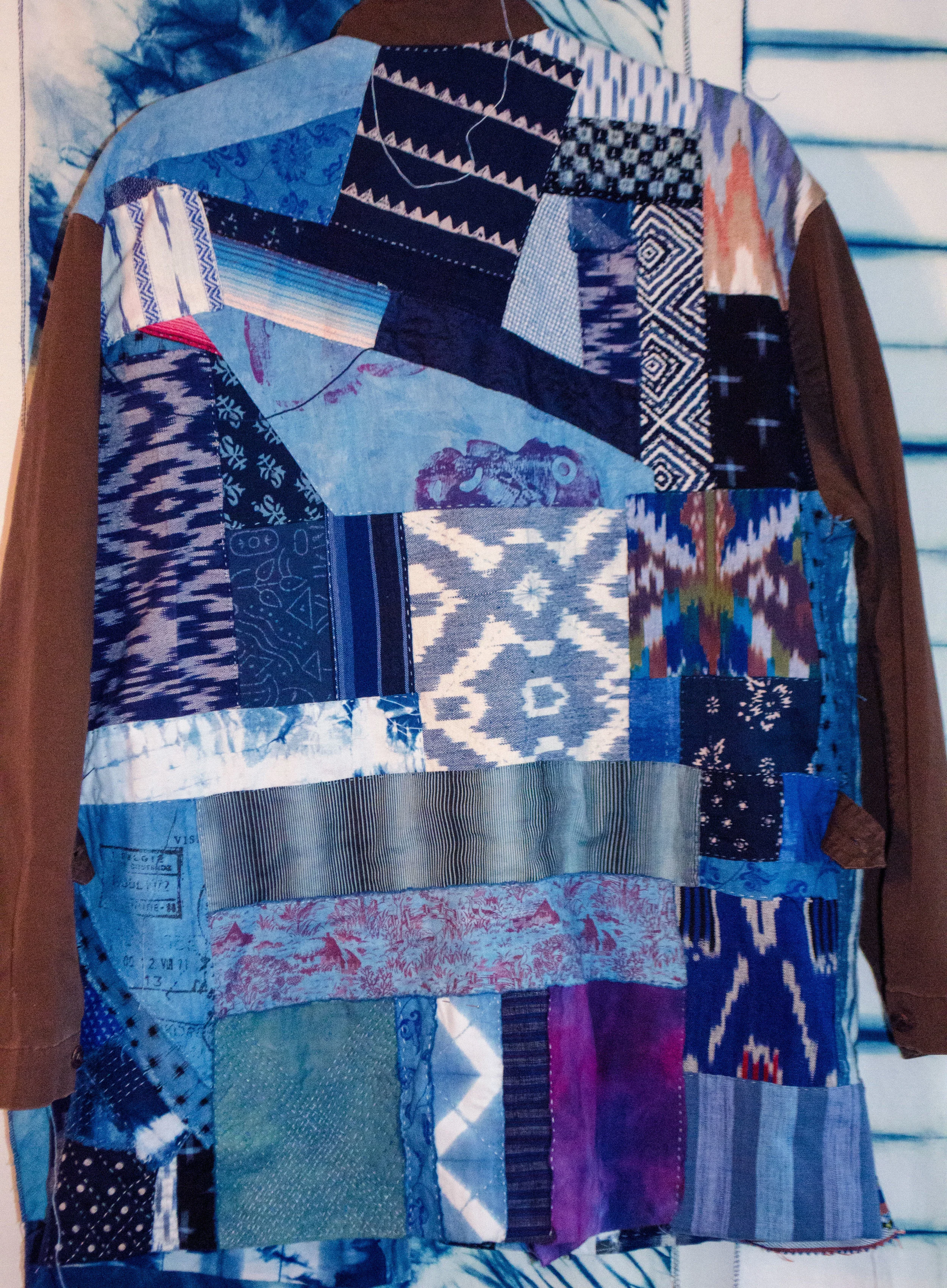 Pieced, patched, hand stitched jacket back for the Stitch a Day 2017 project