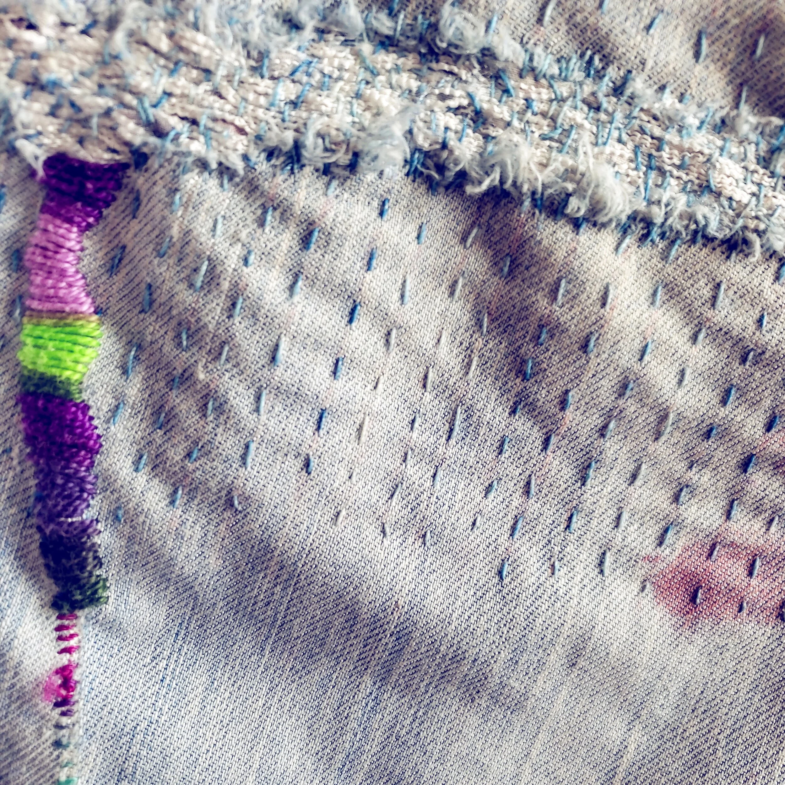 Stitching on jeans with Hand-Dyed Heavyweight Mending Thread: Natural Indigo