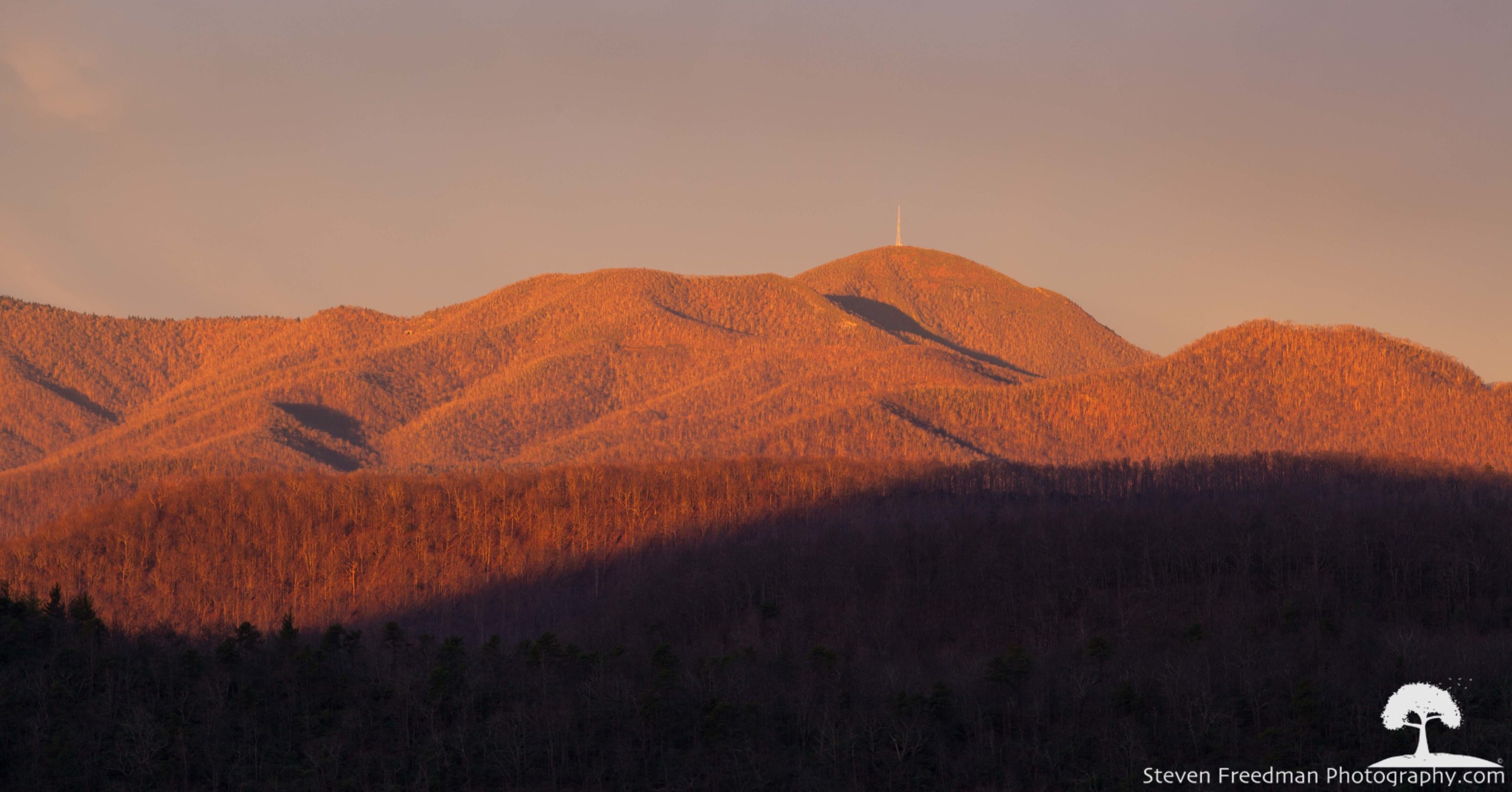 First light kisses Bad Fork Valley and Mt. Pisgah