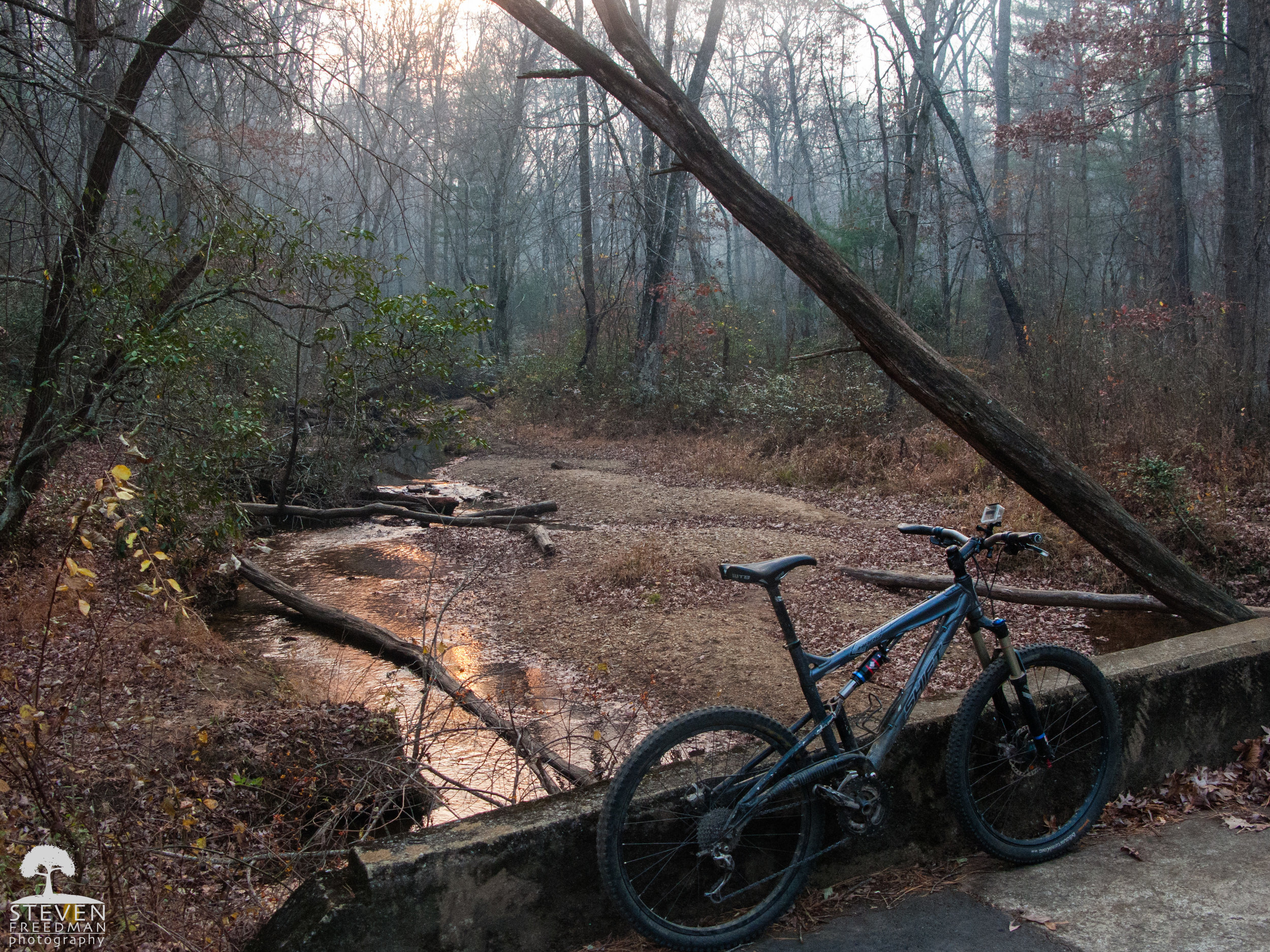 A smoke filled late November evening in Bent Creek