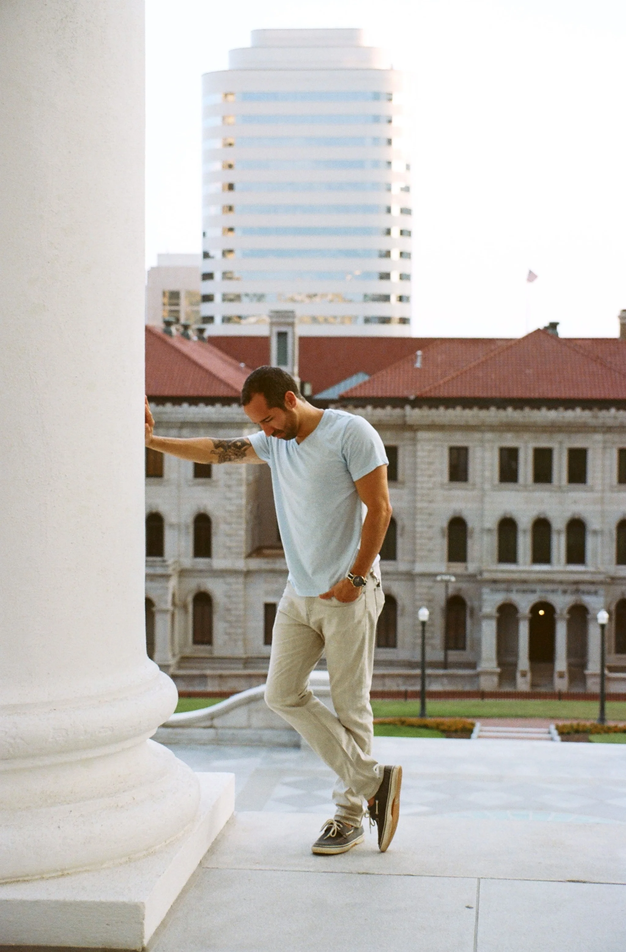  Taken on Capitol Hill  Photos taken with Cannon AE-1, Portra 160 film  Wearing:  Top // Target  Skirt // H&amp;M (In store at Shortpump right now, but I couldn't find them online)  Clutch //  Clementine   Shoes // Steve Madden (Couldn't find these o