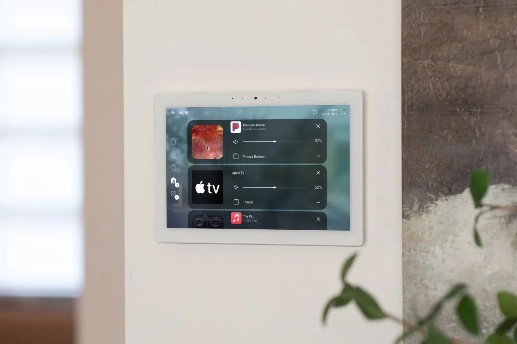 Wall mounted home control touchscreen.