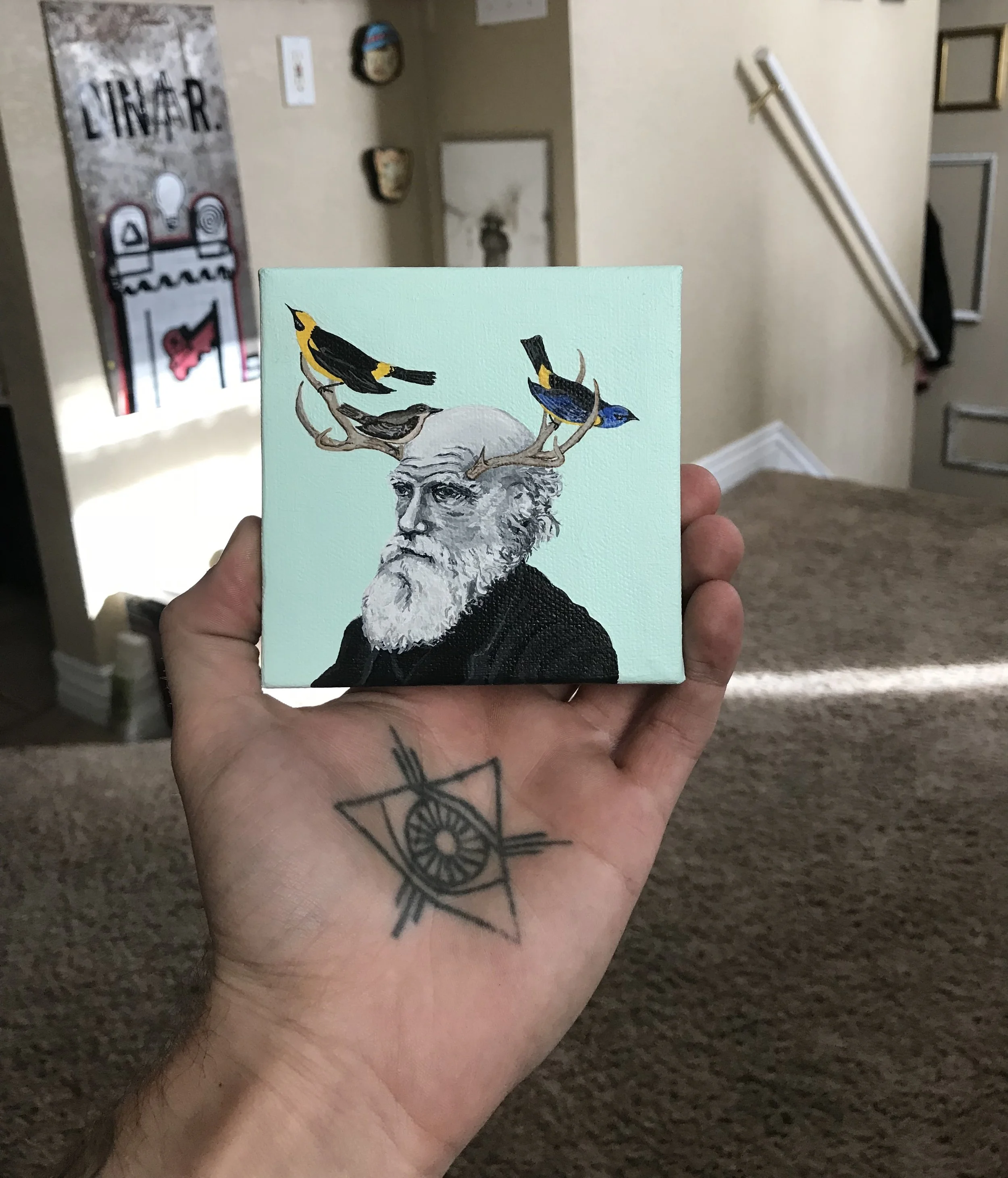 Darwin w/ his finches