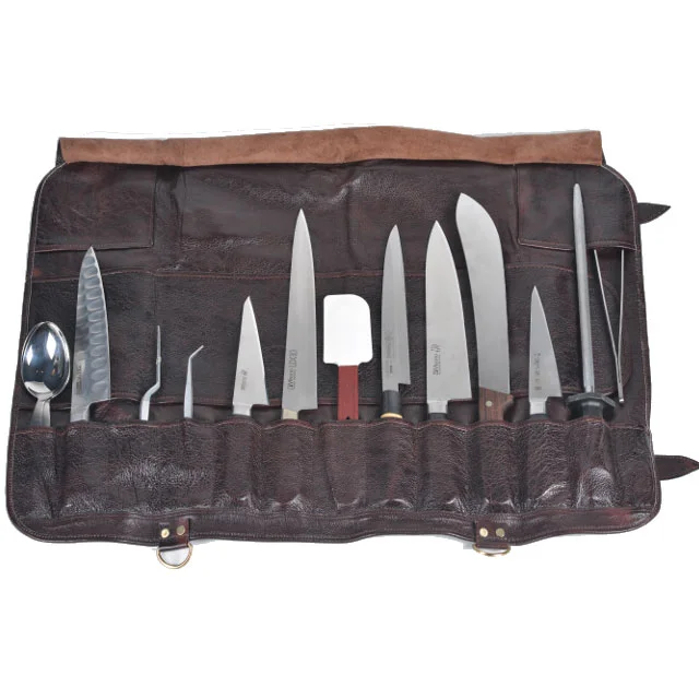 boldric chef pack knife bag roll knives tool canvas cotton waterproof leather chefs