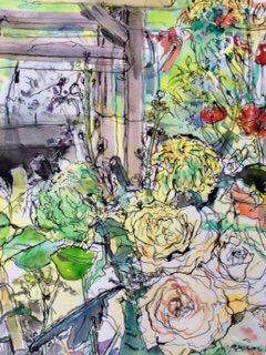 SARAH RAVEN'S TOMATO PLANTS - DETAIL (INK &amp; WASH)