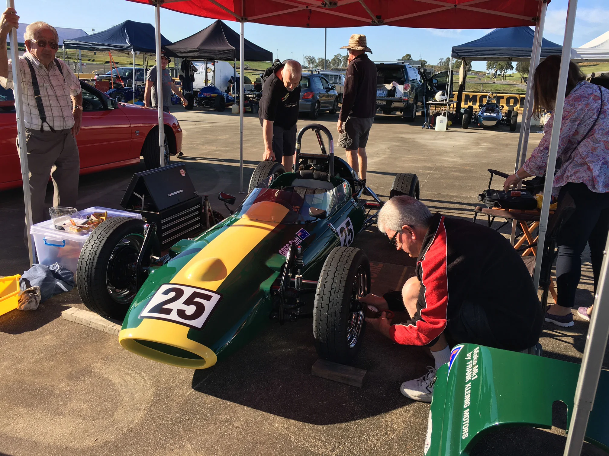 The vee camp in the paddock