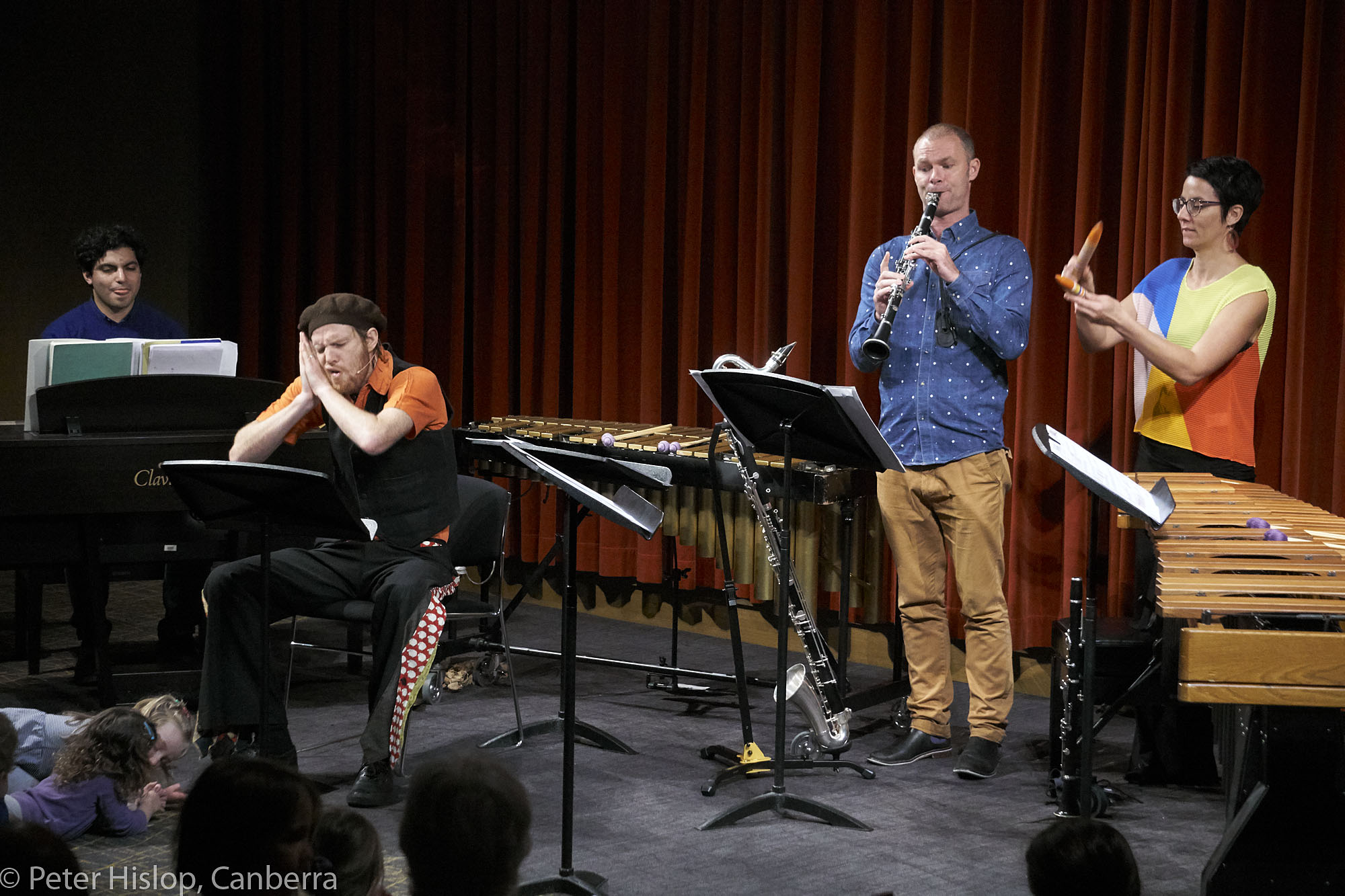 Concert 04 - Blinky Bill.
Mister Tim MC, Claire Edwardes percussion, Jason Noble clarinet(s), Zubin Kanga piano