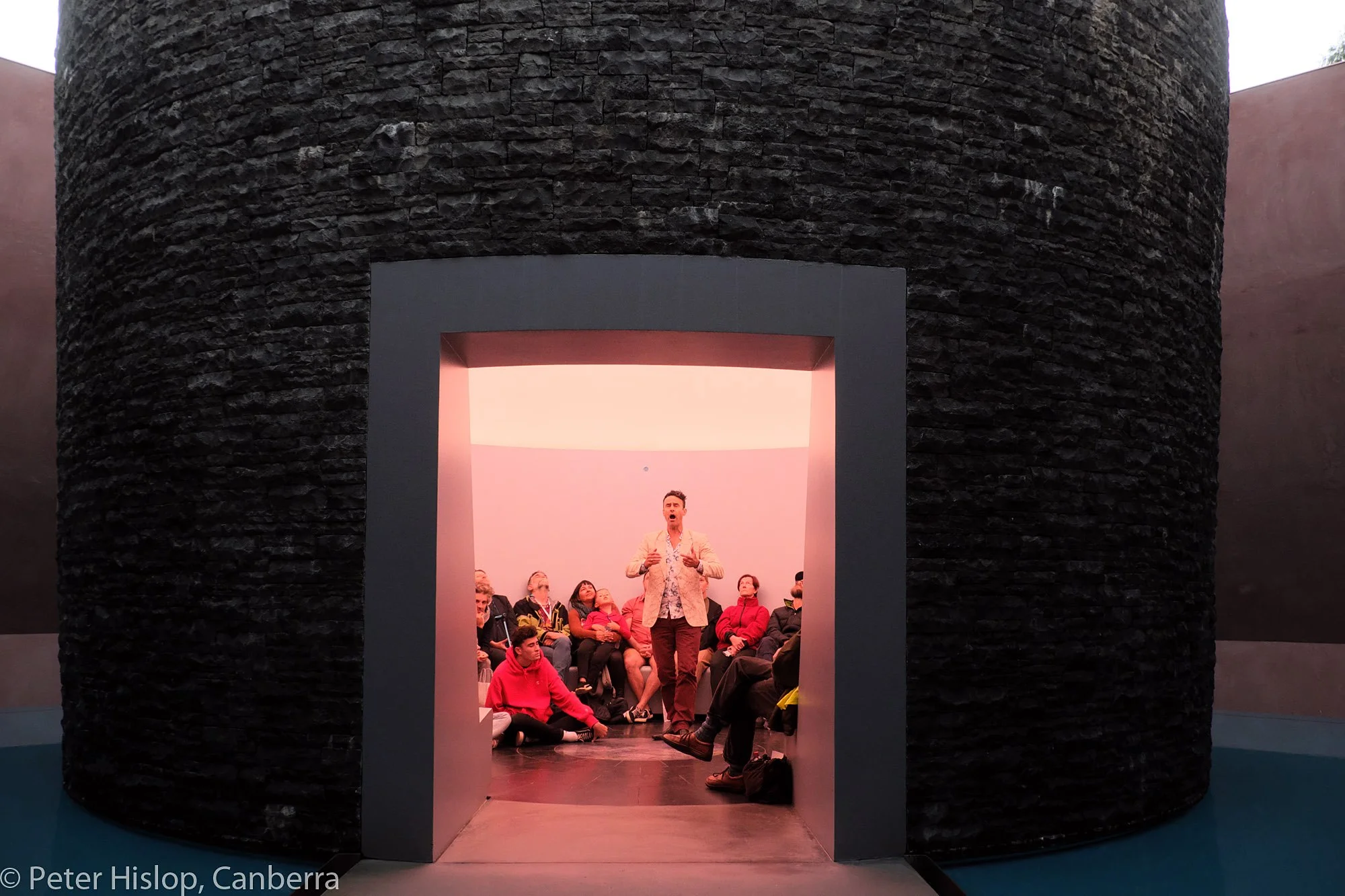 Tobias Cole in the Turrell Skyspace at the National Gallery of Australia - photo by Peter Hislop