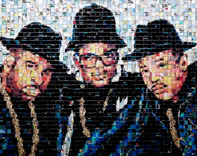 Run DMC - Yo! MTV Raps collectible cards (ProSet MusiCards TM) - 2004 - 20"x16", 1 cm tiles