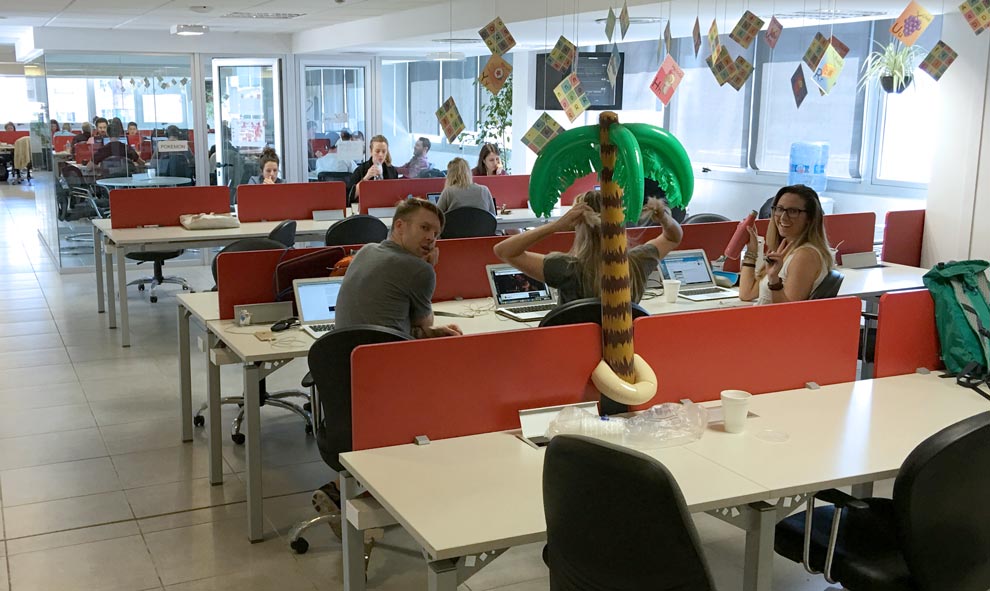 More Remotes: Kevin, Mr. PalmTree, (Lindsay, behind Mr. PalmTree) & Casey (left to right)